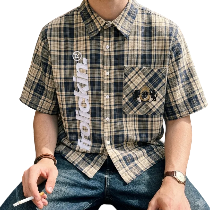 boxy plaid button up