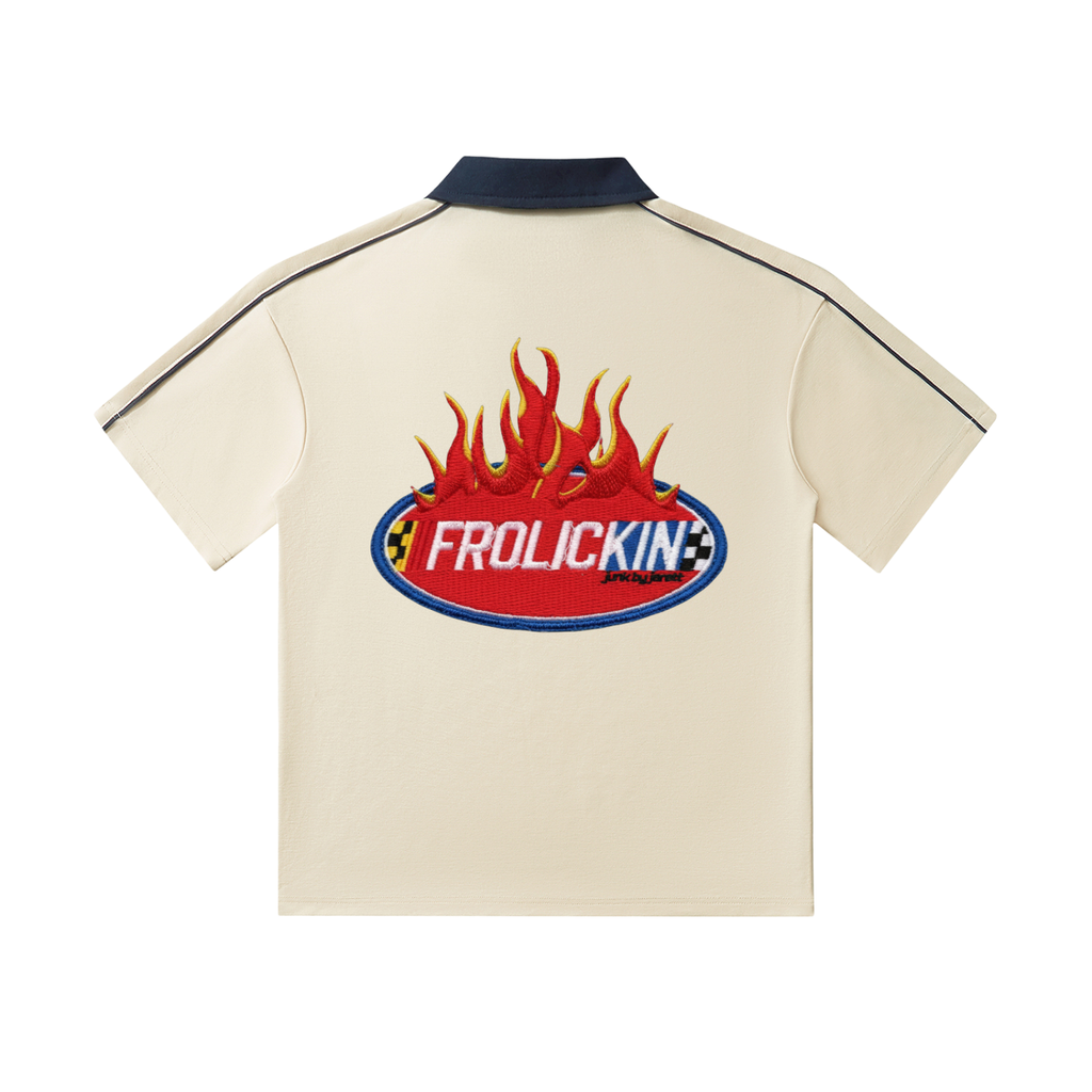 SPEED RACER Contrast Collar Short-Sleeve Polo Shirt
