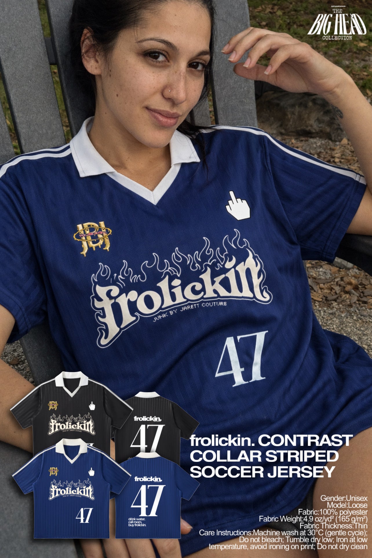 Contrast Collar Striped Soccer Jersey