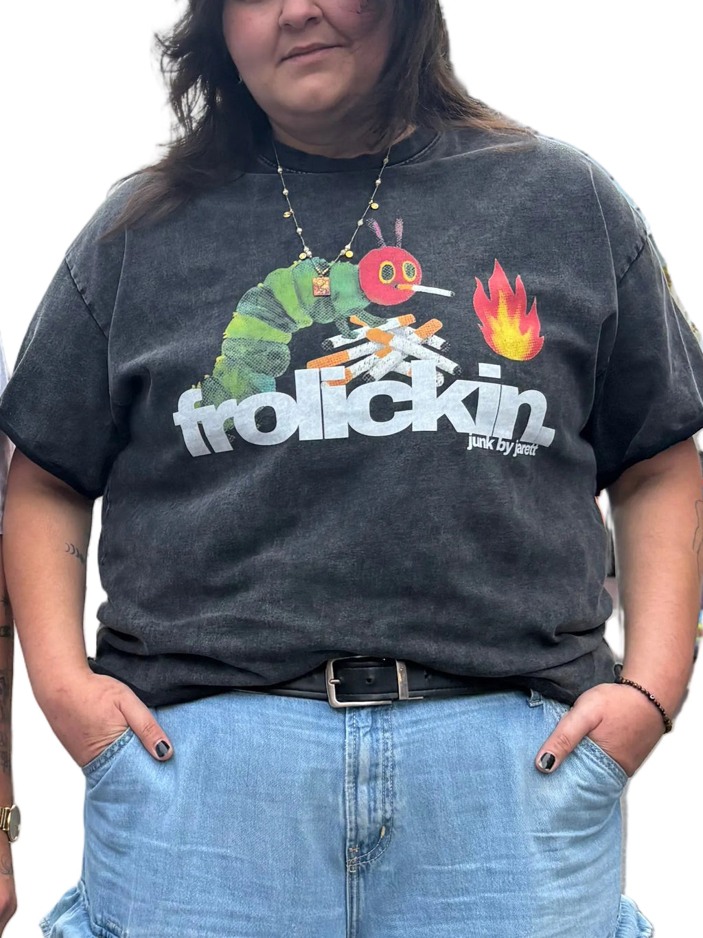 HUNGRY ASF Snow Washed Oversized Cotton T-Shirt