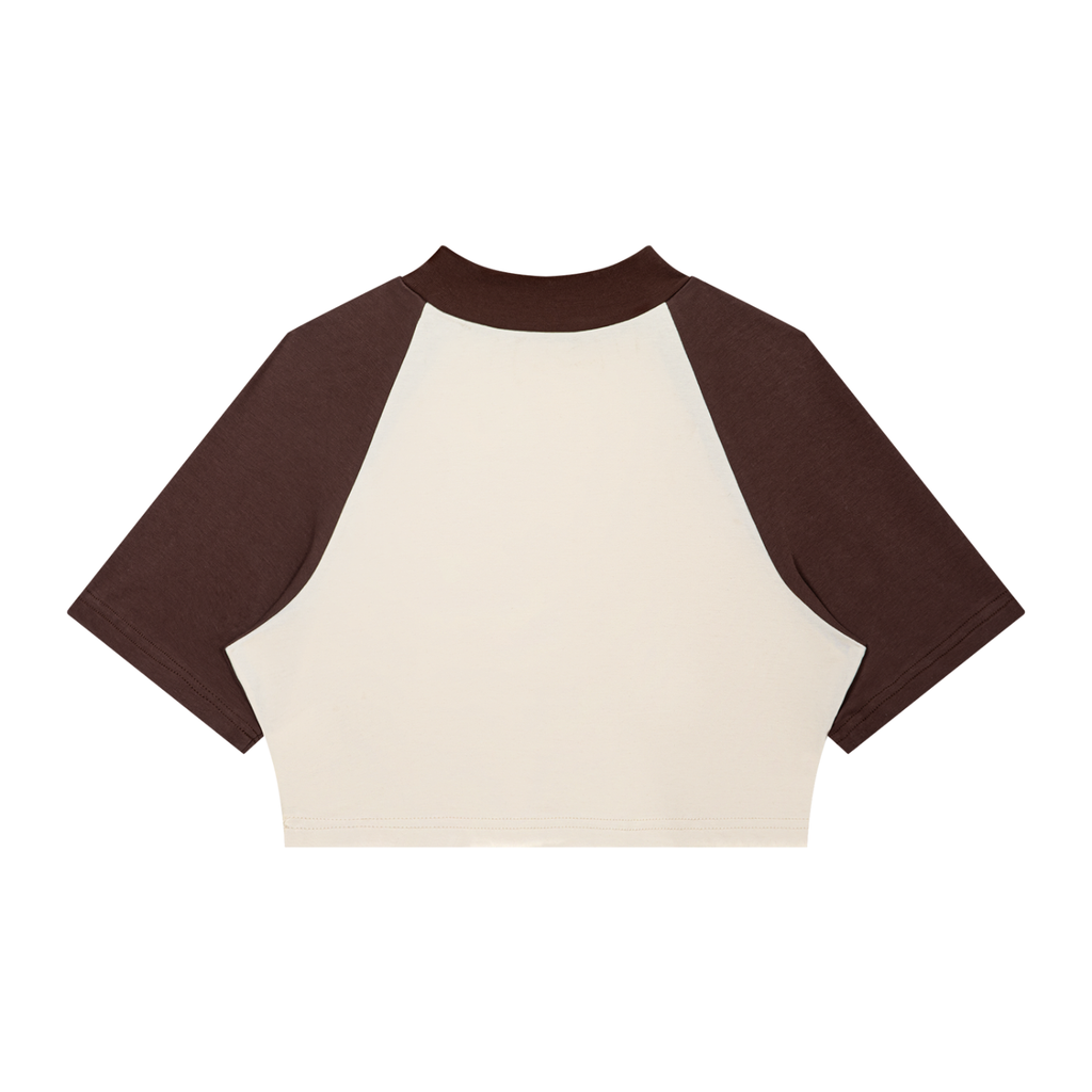 Plaid logo Women’s Color Block Raglan Crop T-Shirt
