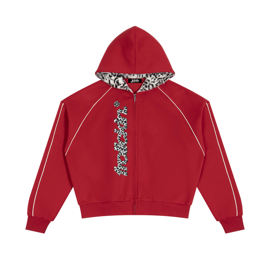 Boxy Fleece Piping Full Zip Hoodie