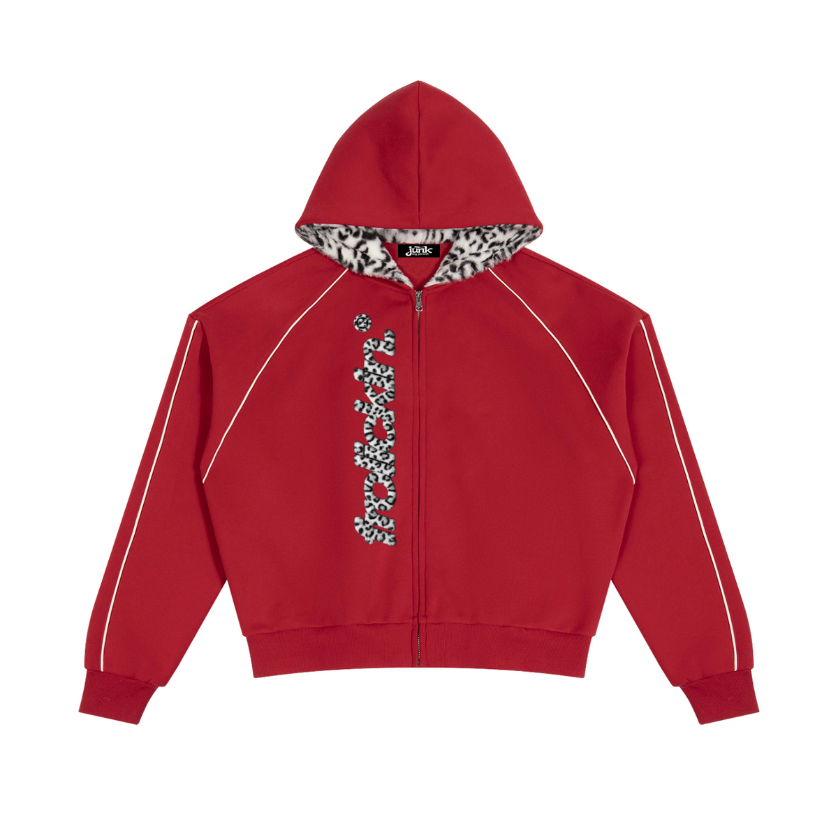 Boxy Fleece Piping Full Zip Hoodie