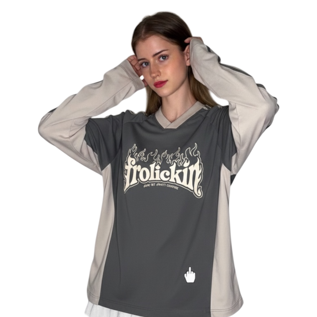 Color-Block V-Neck Long-Sleeve T-Shirt