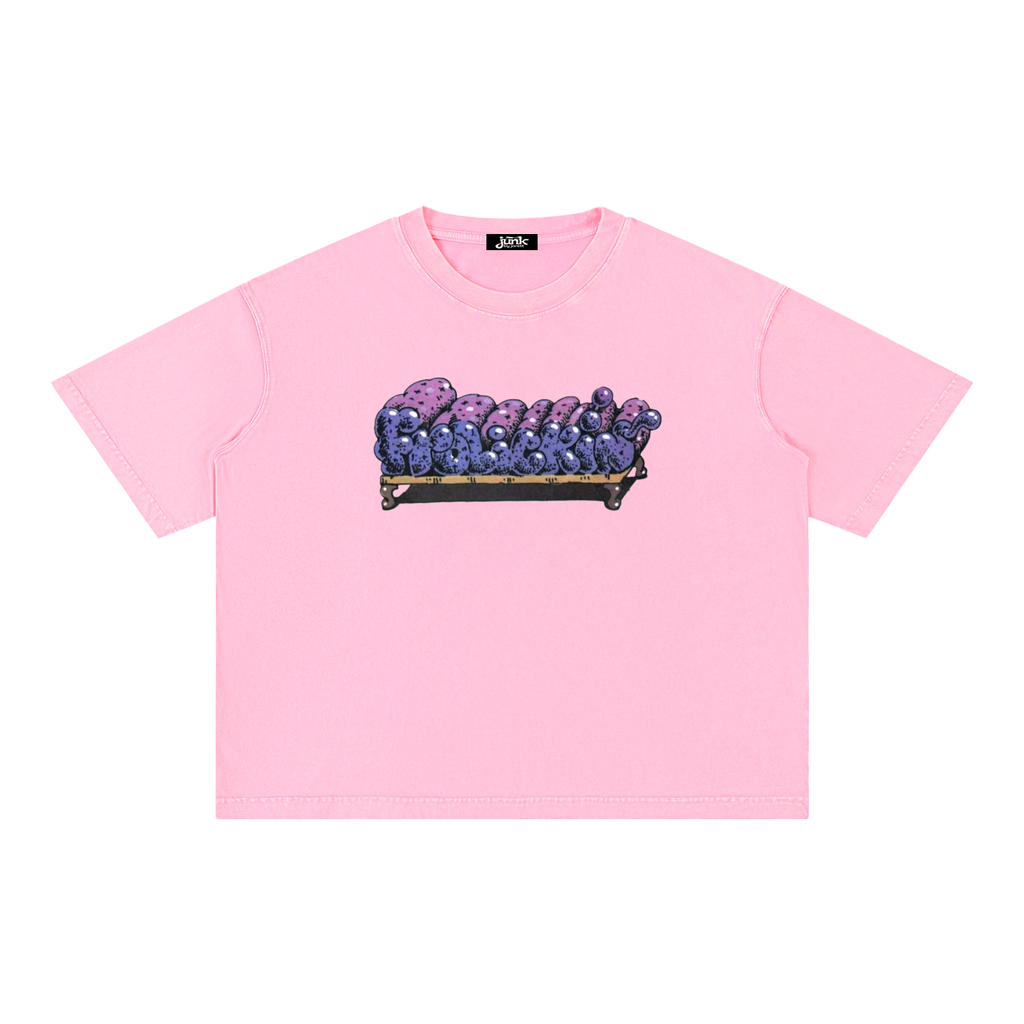 COUCH POTATO Mineral Wash Boxy Cotton T-Shirt