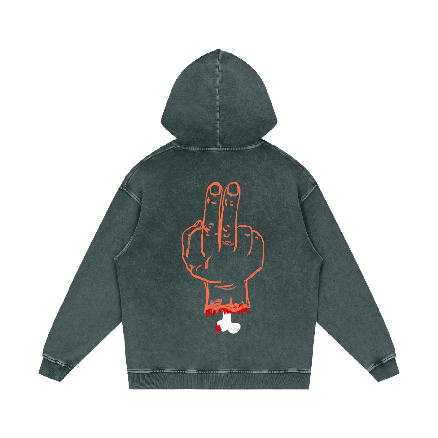 DOUBLE F*CK Snow Washed Loose Cotton Hoodie