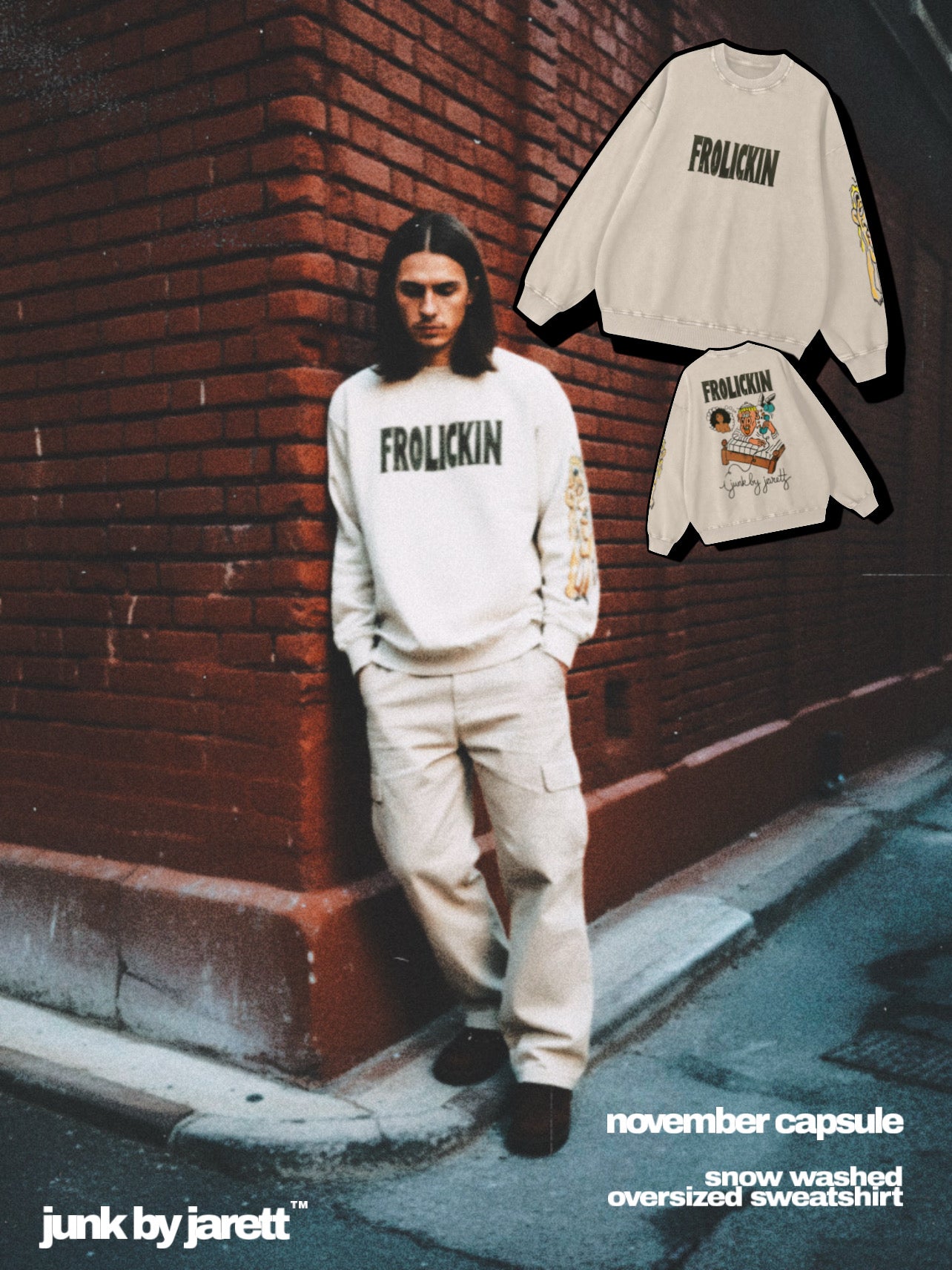“i ran 2 cambodia” Snow Washed Oversized Sweatshirt