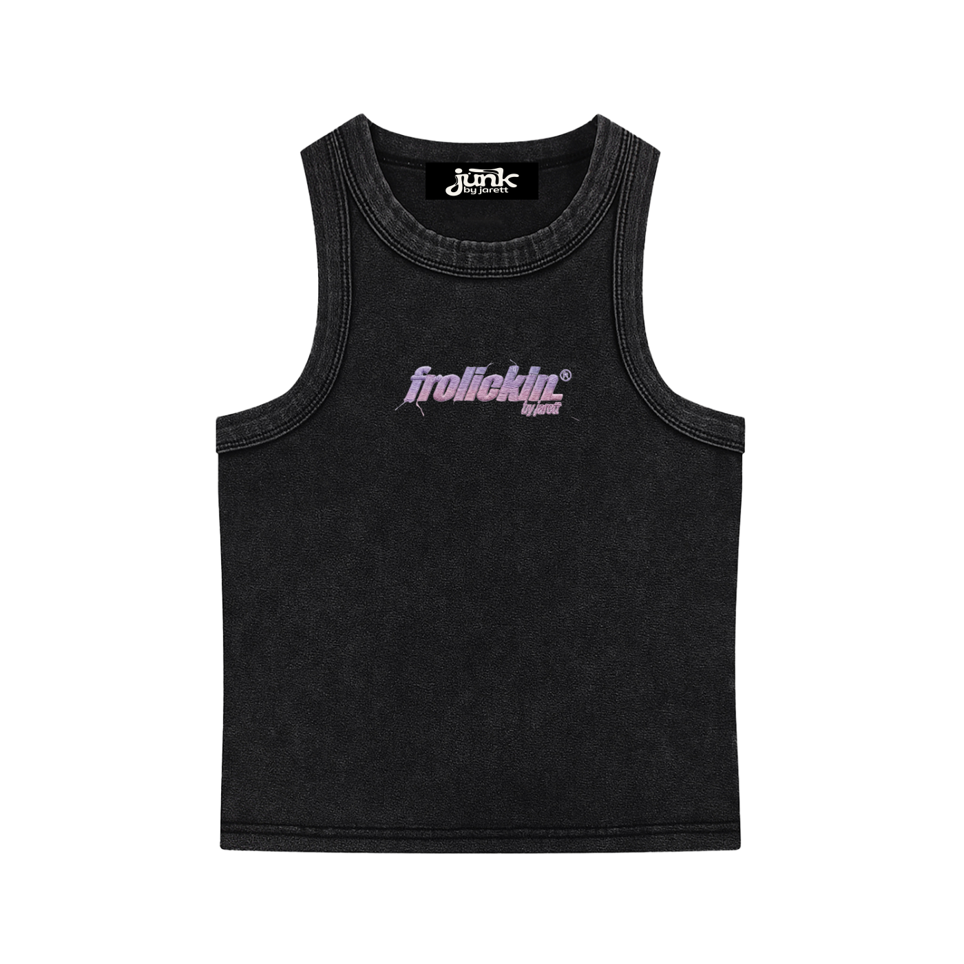 feaux embroidered print tight crop tank