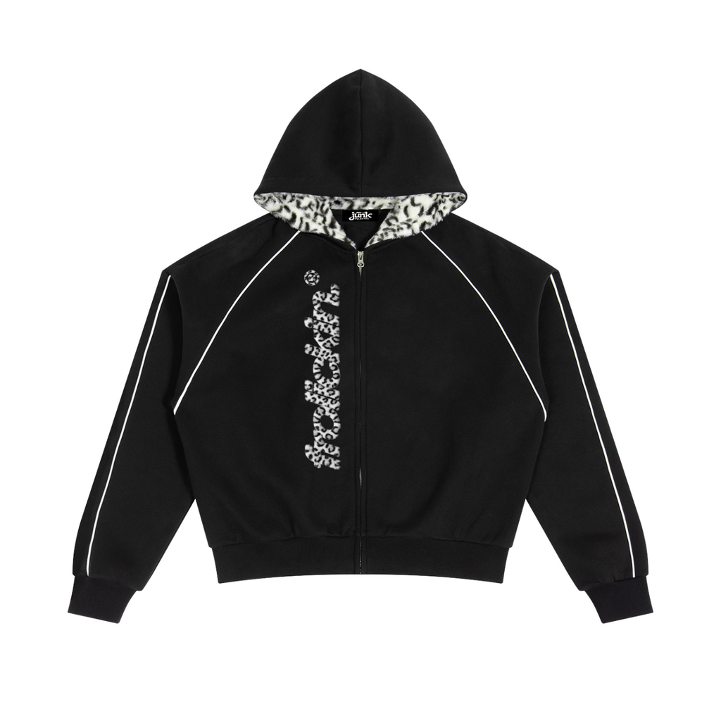 Boxy Fleece Piping Full Zip Hoodie