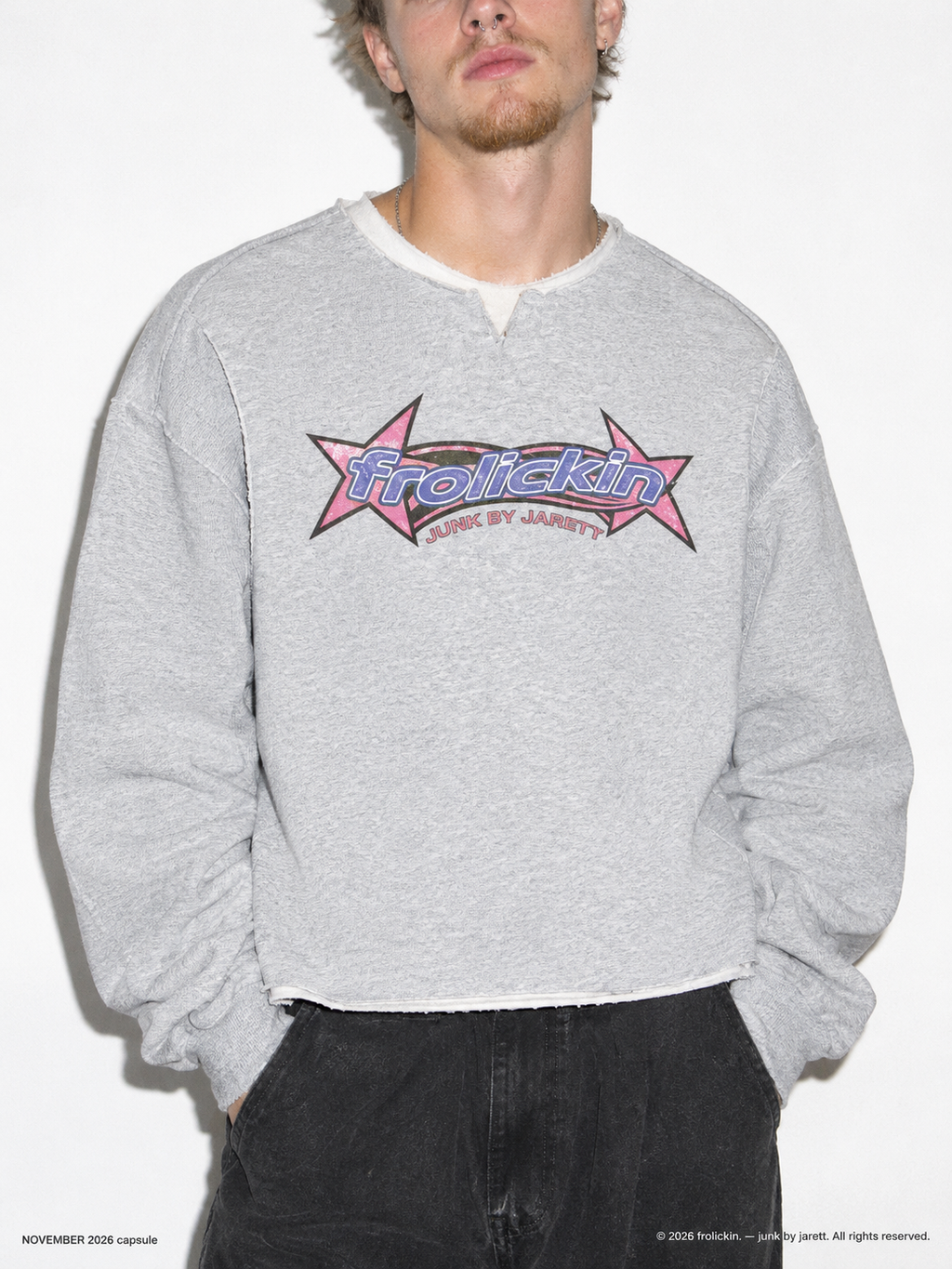Paneled Raw Edge Boxy Sweatshirt