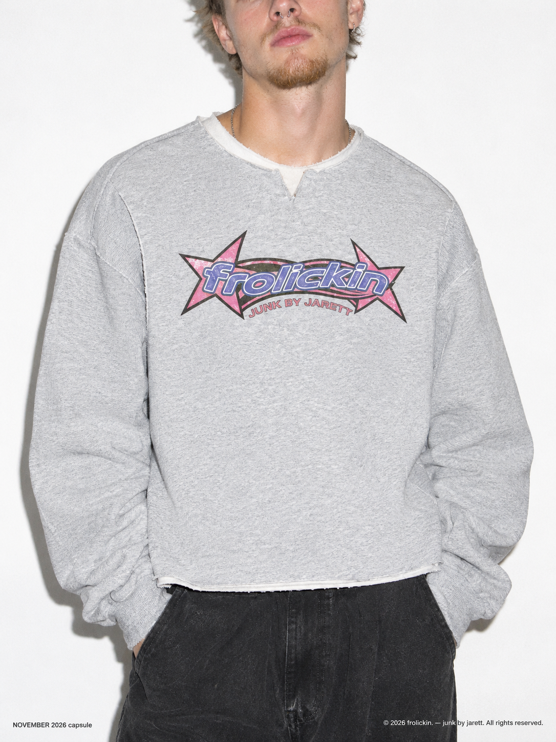 Paneled Raw Edge Boxy Sweatshirt