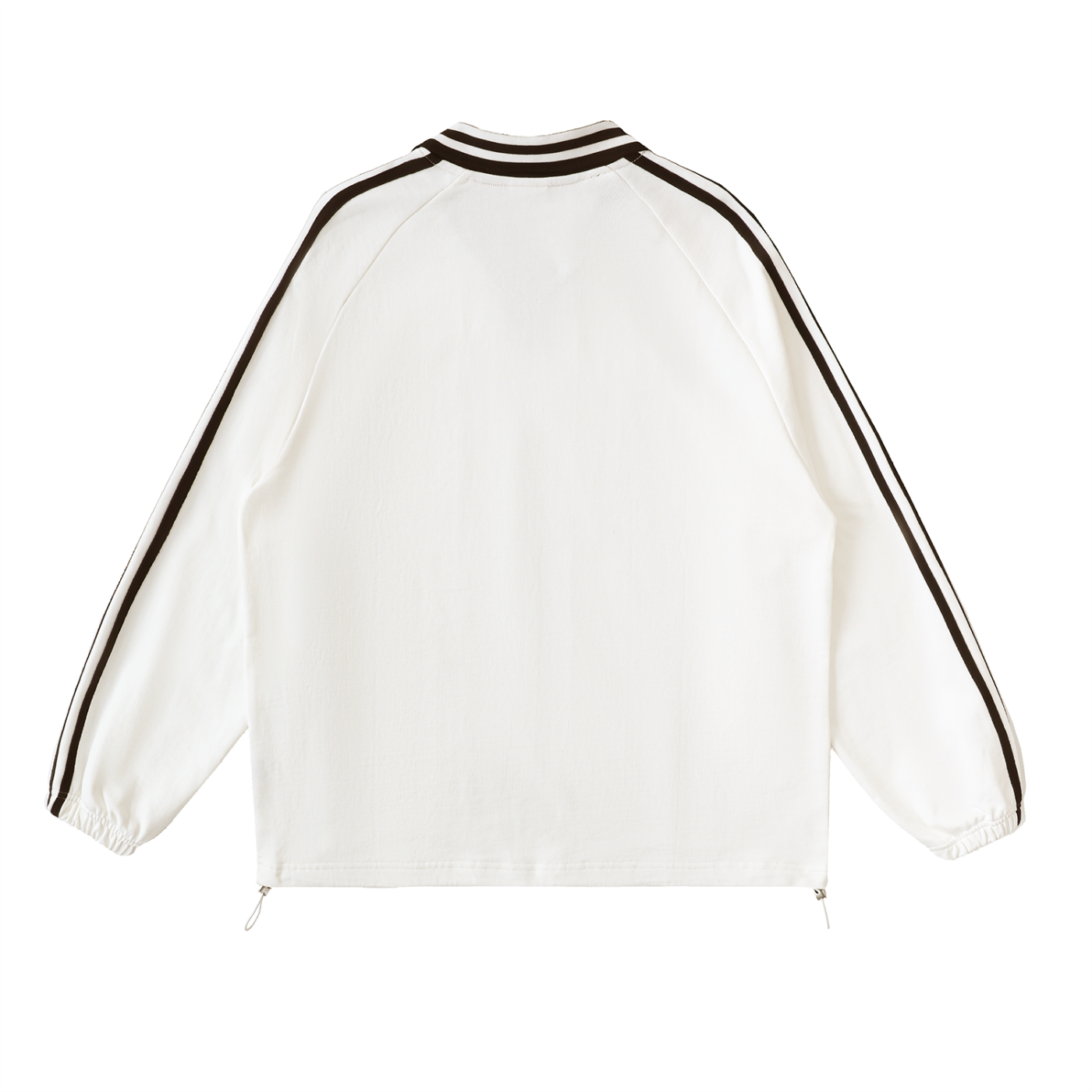 CALIENTE no.2 WHITE Contrast Striped Lapel Collar Sweatshirt