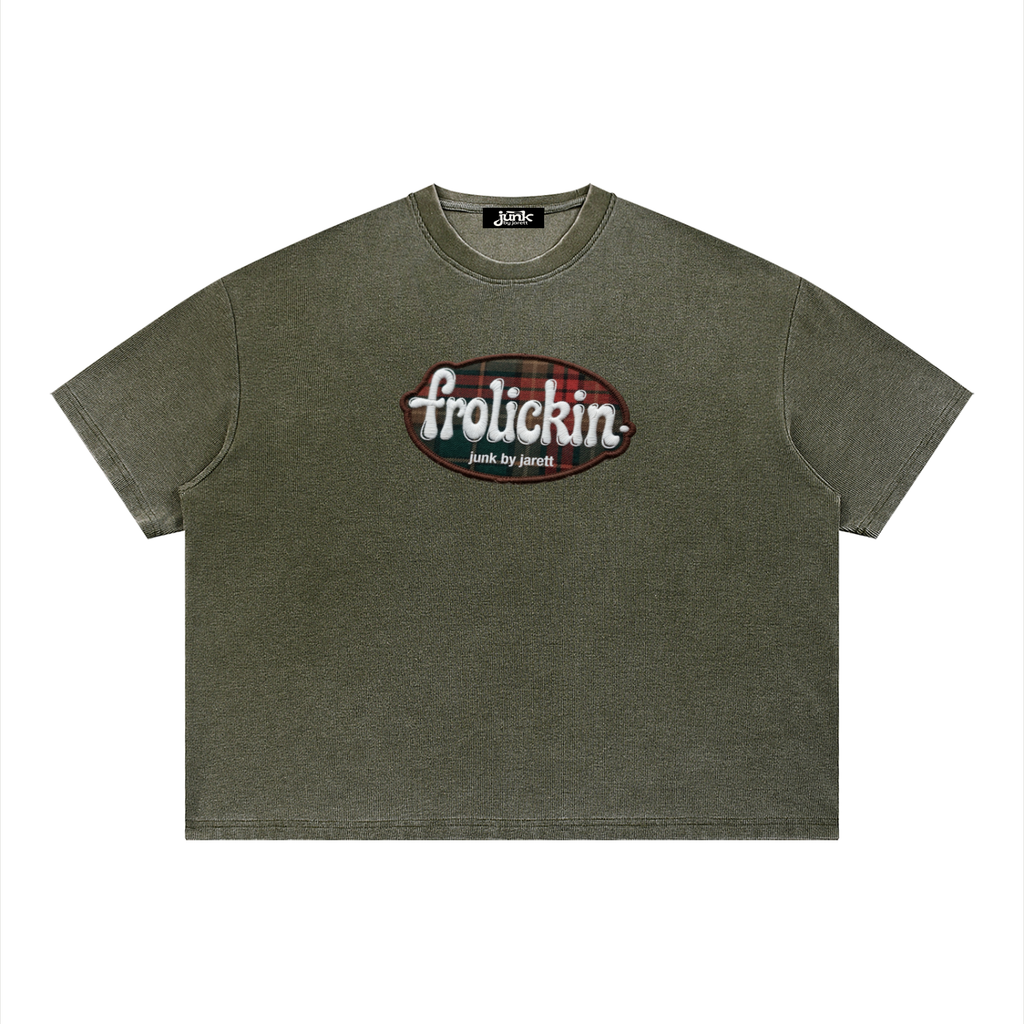 plaid logo’d waffle knit tee