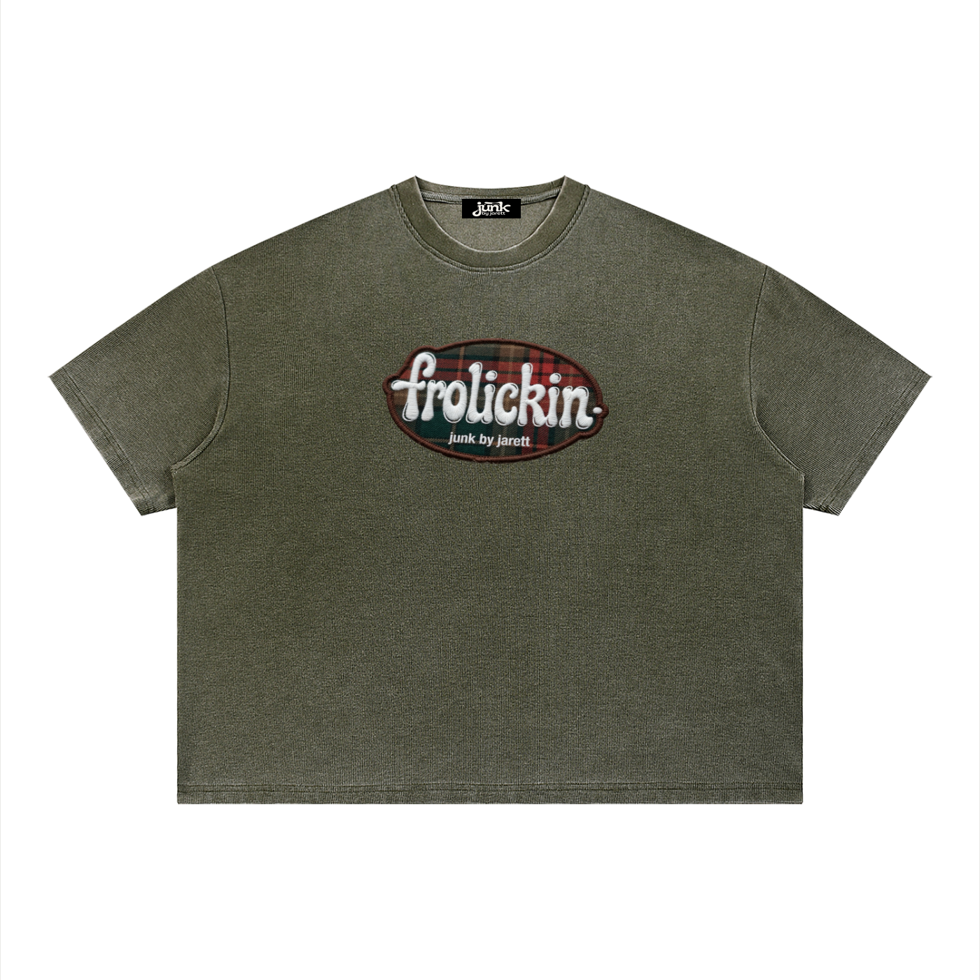 plaid logo’d waffle knit tee