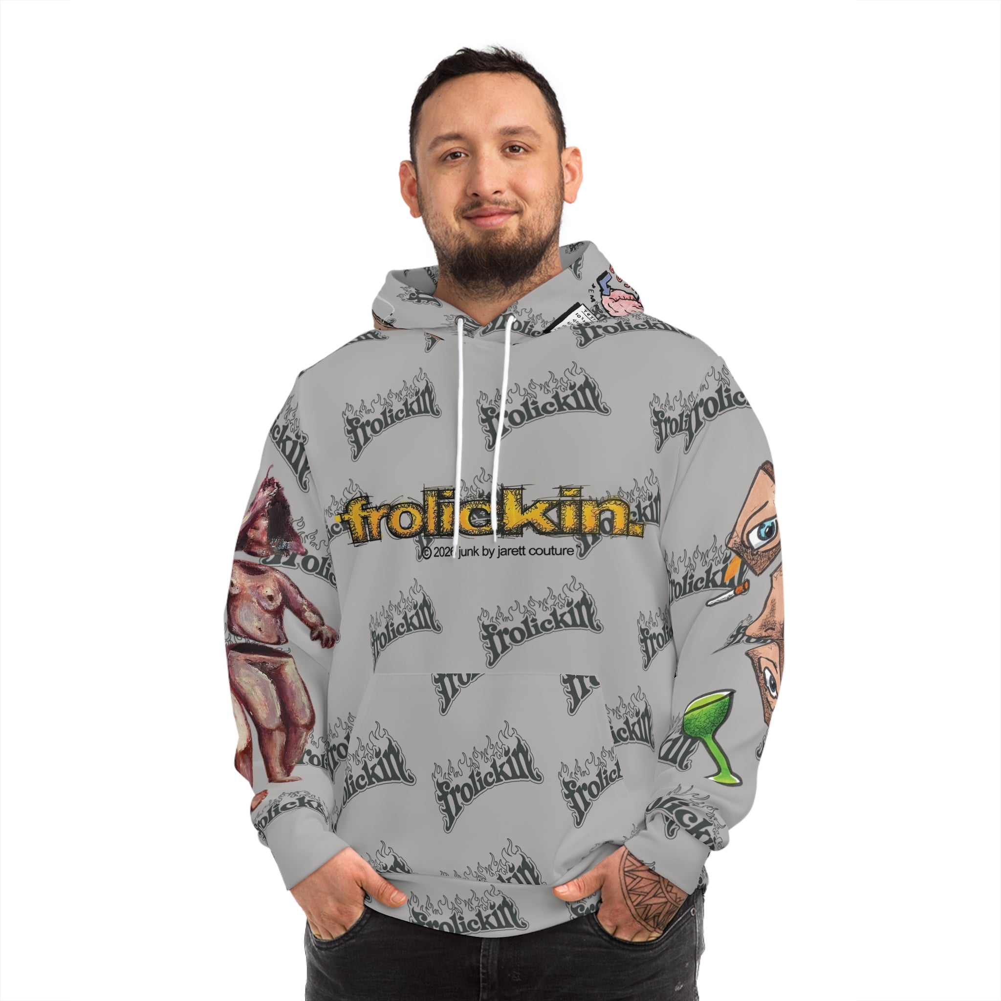 frolickin. cut & sew all over print heavy hoodie