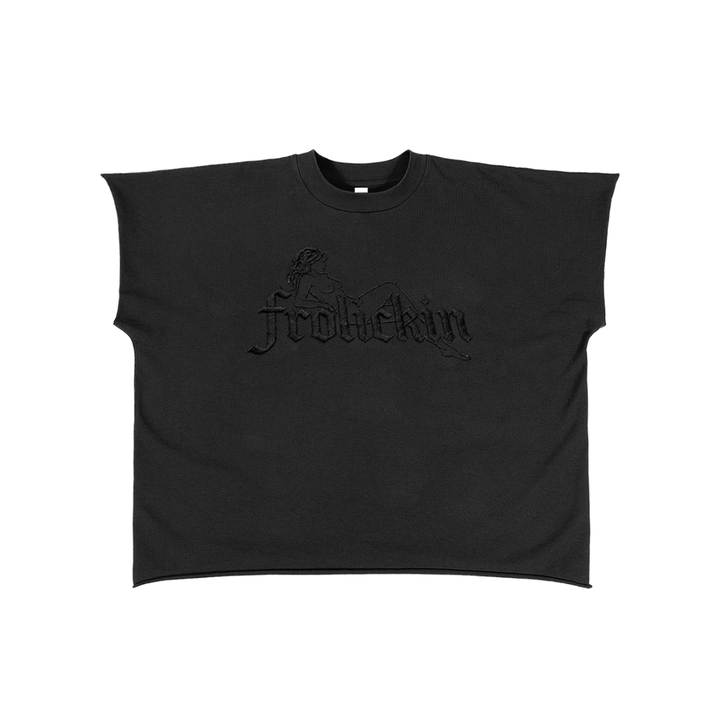 raw edge mid cut off tee