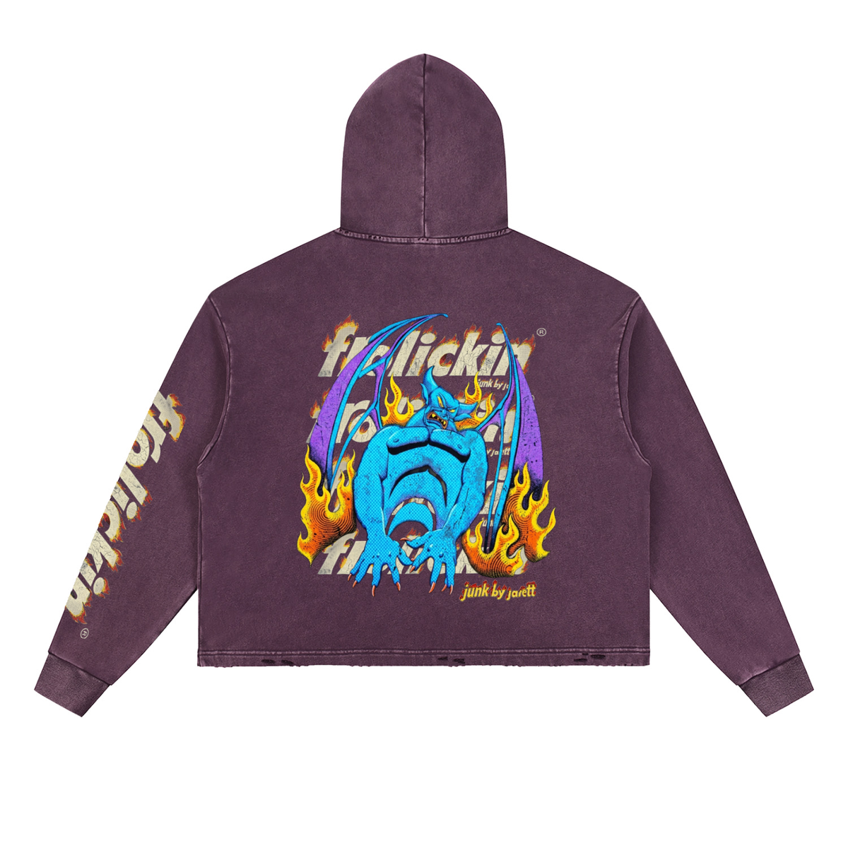 FUEGO’d Vintage Washed Frayed-Hem Hoodie