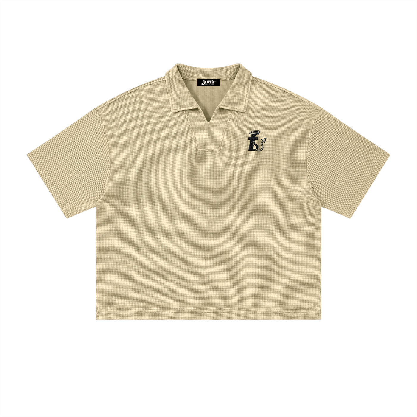 waffle knitted boxy polo