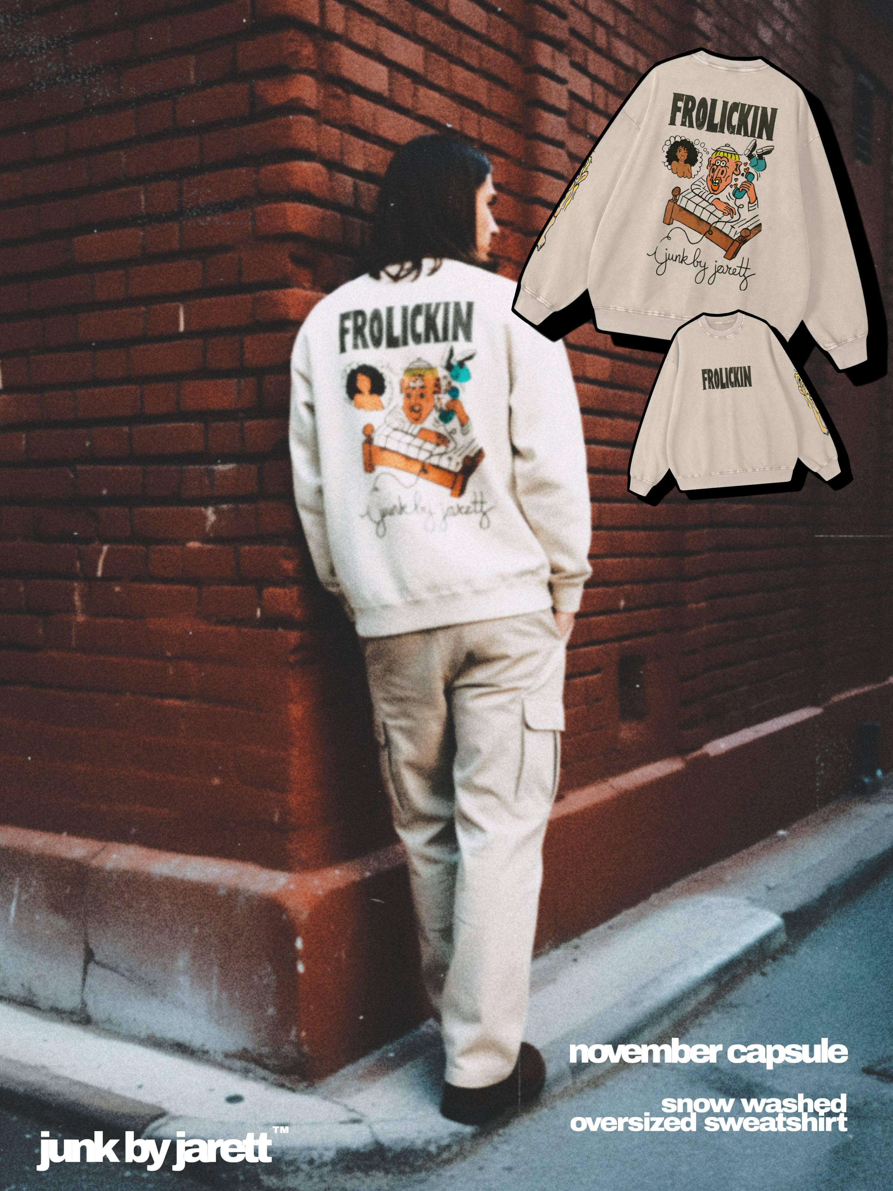 “i ran 2 cambodia” Snow Washed Oversized Sweatshirt