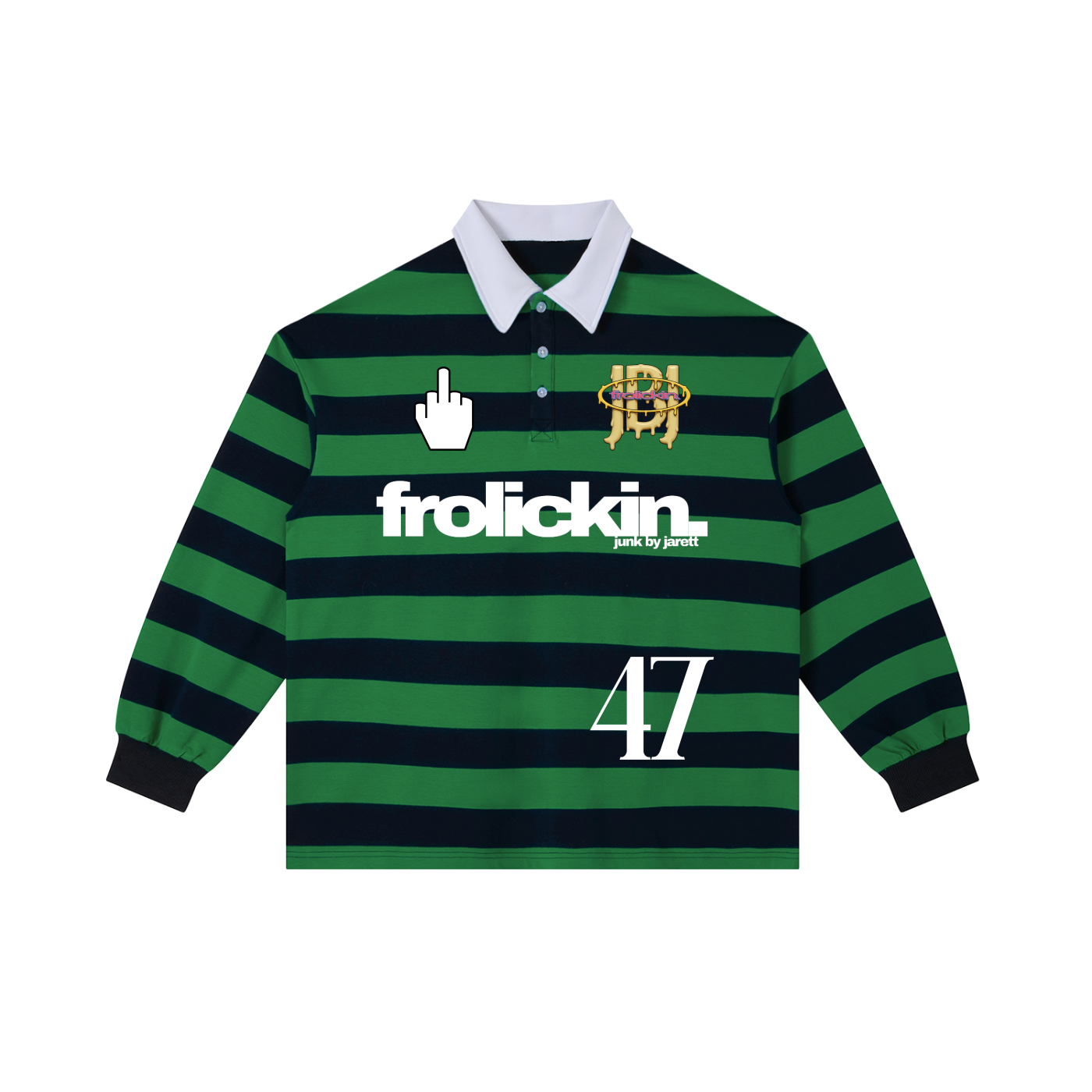 Color Block THICK COTTON Stripe RUGBY Shirt