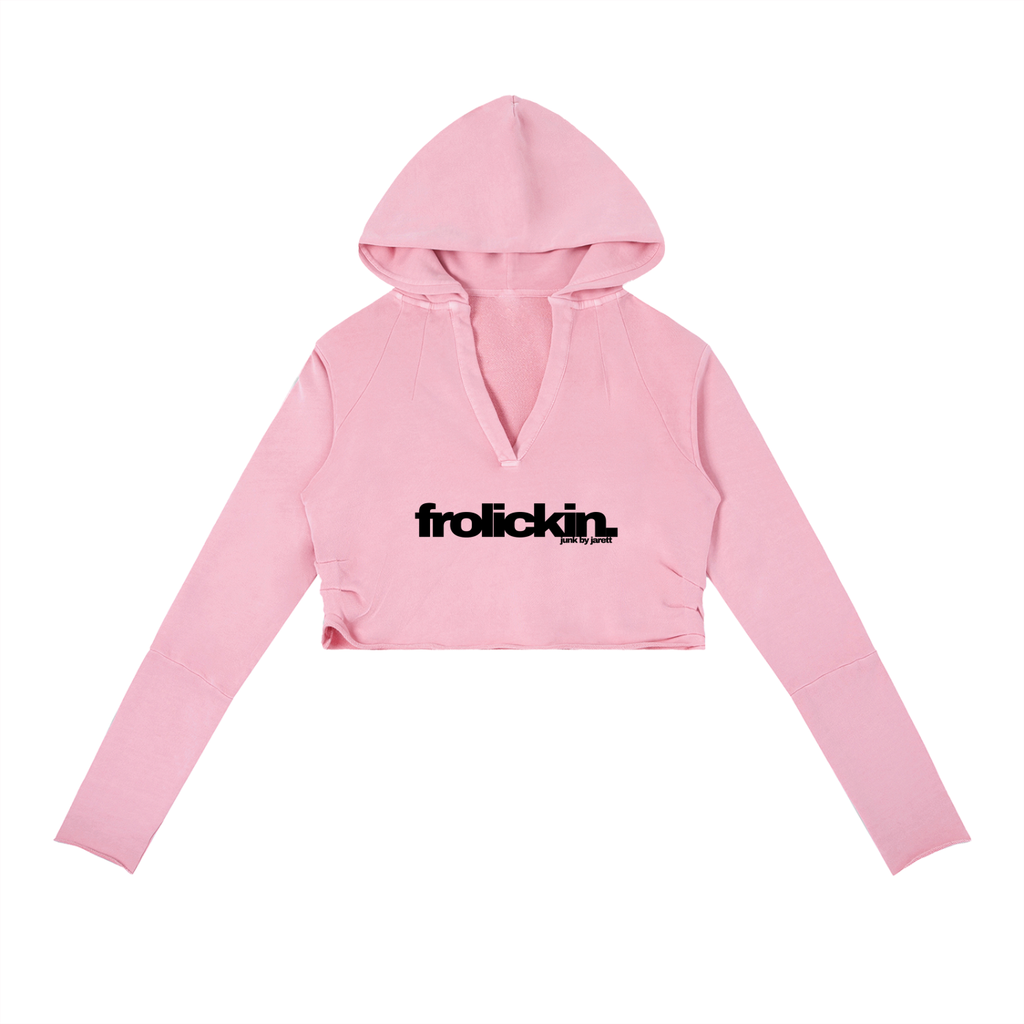 Vintage Washed Raw Edge Cropped Hoodie