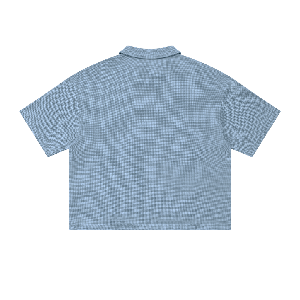 waffle knitted boxy polo