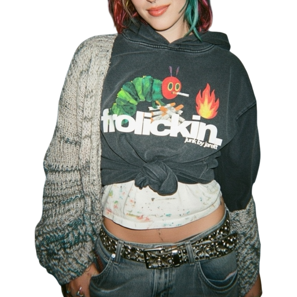 “HUNGRY ASF” Snow Wash Fleece Oversize Hoodie