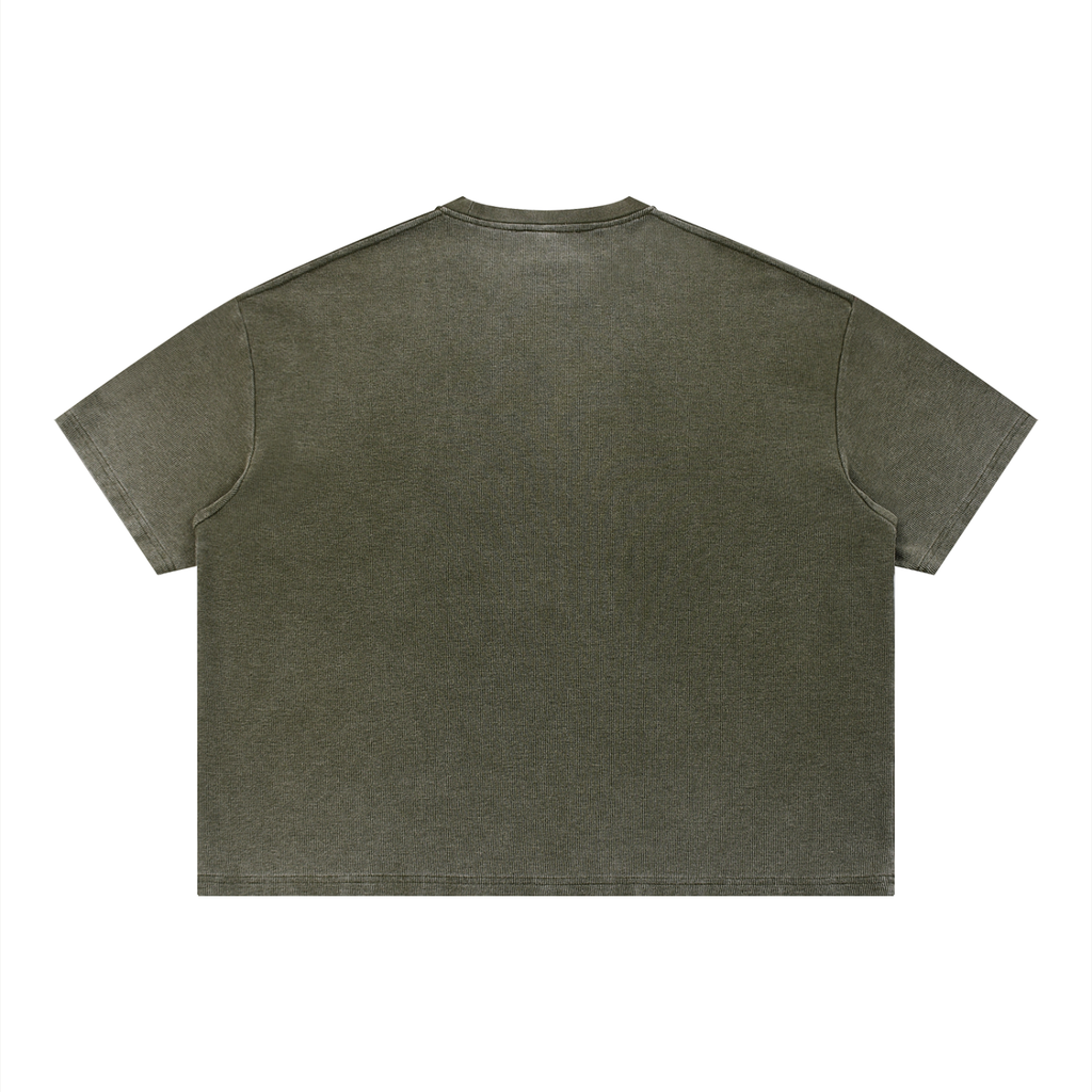 plaid logo’d waffle knit tee