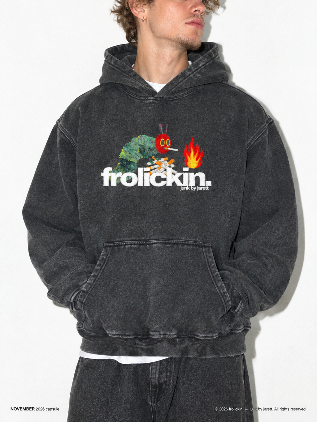“HUNGRY ASF” Snow Wash Fleece Oversize Hoodie