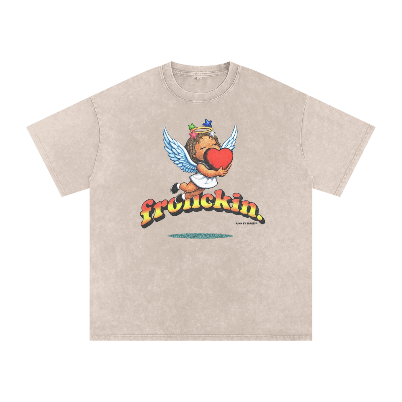 “LOVE & LIGHT”!Snow Washed Oversized Cotton T-Shirt