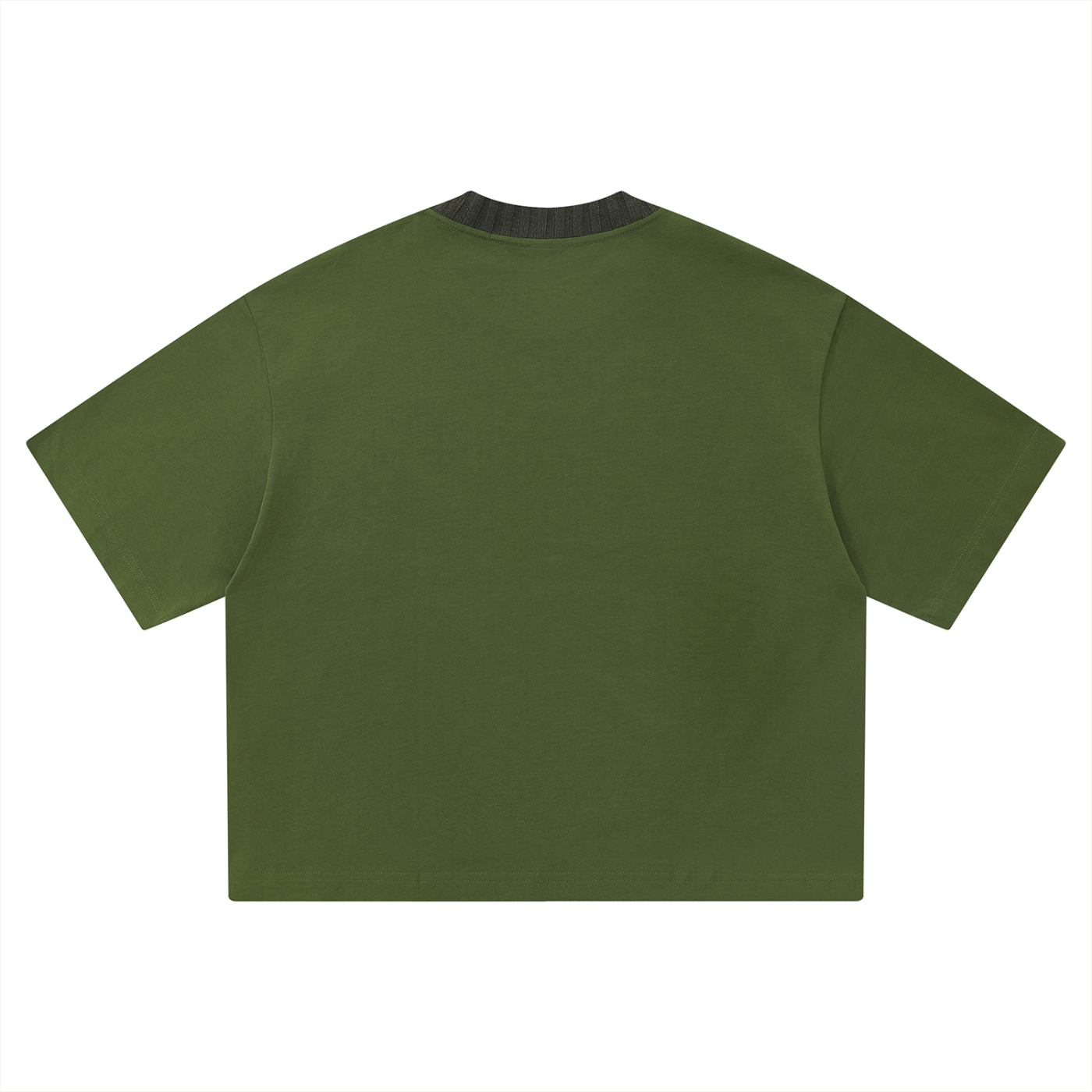 knitted neck tee in green