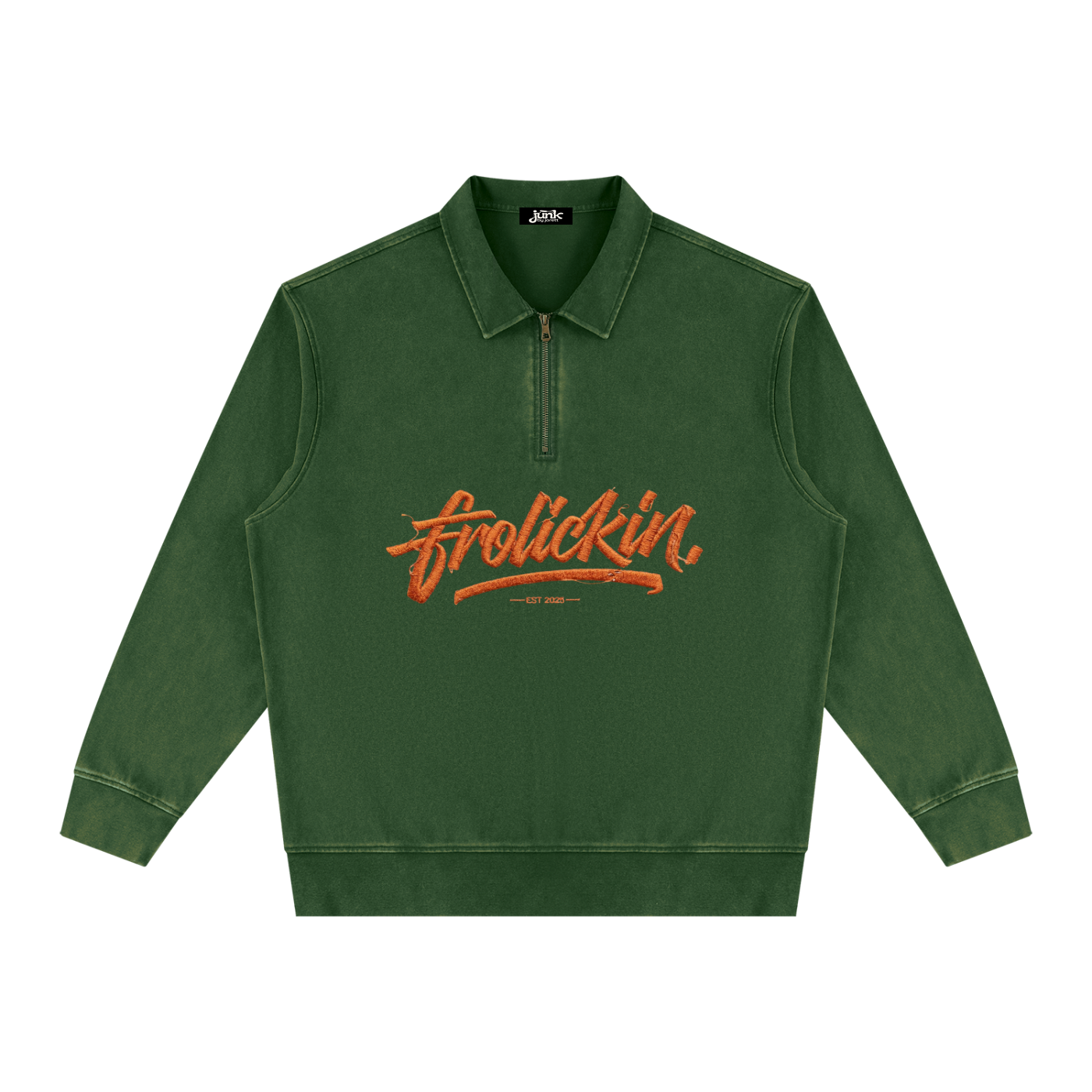 vintage wash quarter zip polo sweatshirt
