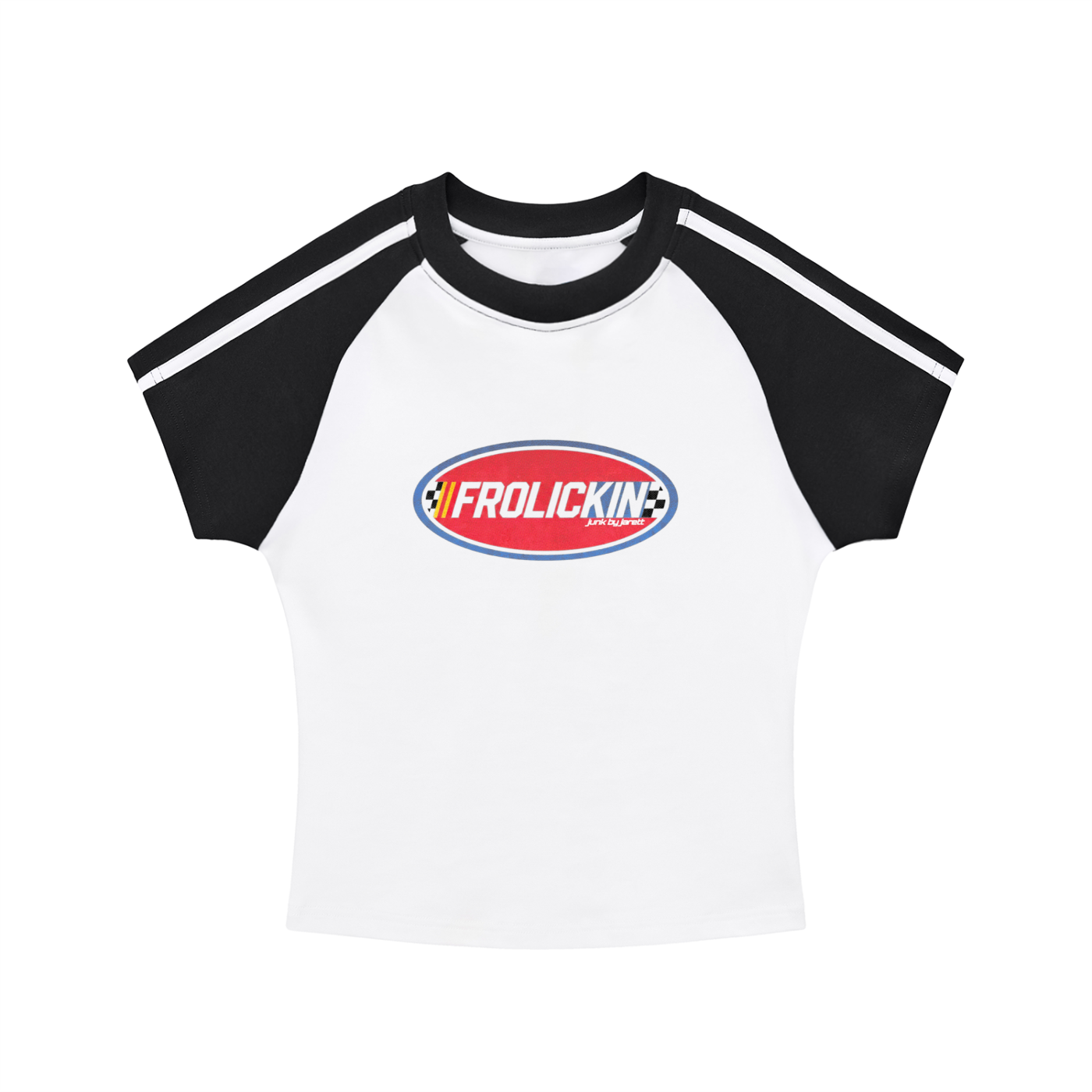 SPEED RACER women’s Contrast Stripes Bodycon Raglan Sleeve T-Shirt