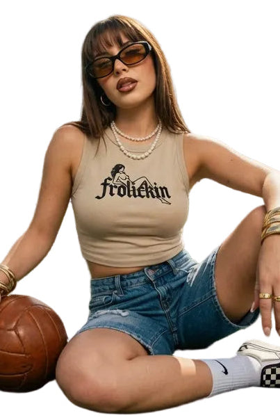 ladies tight crewneck tank
