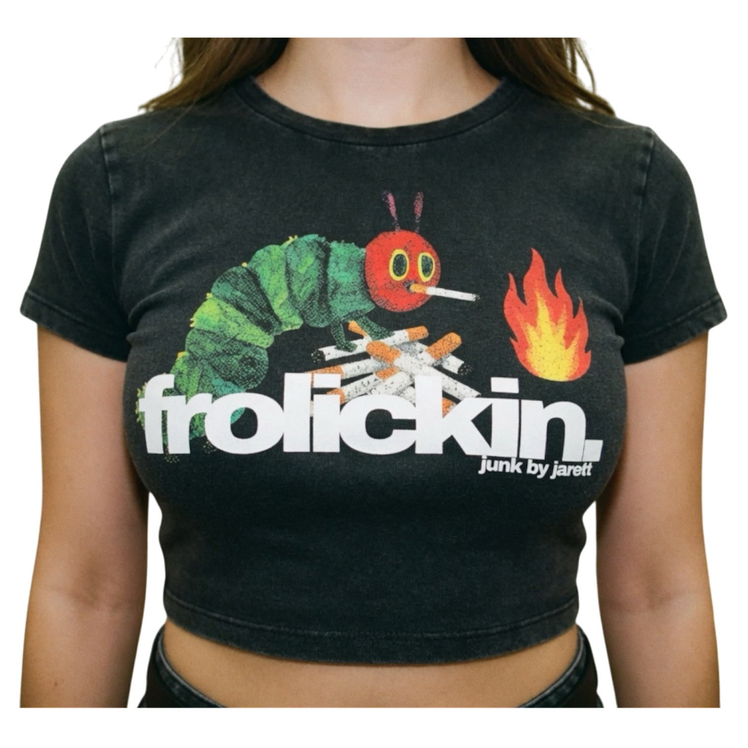 HUNGRY ASF Vintage Washed Crop Top