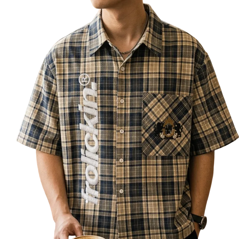 boxy plaid button up