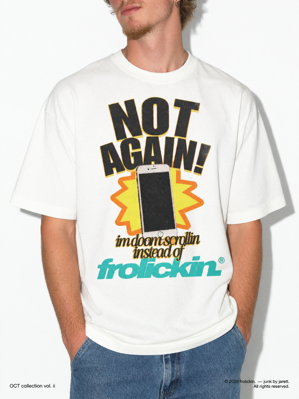 NOT AGAIN white tee