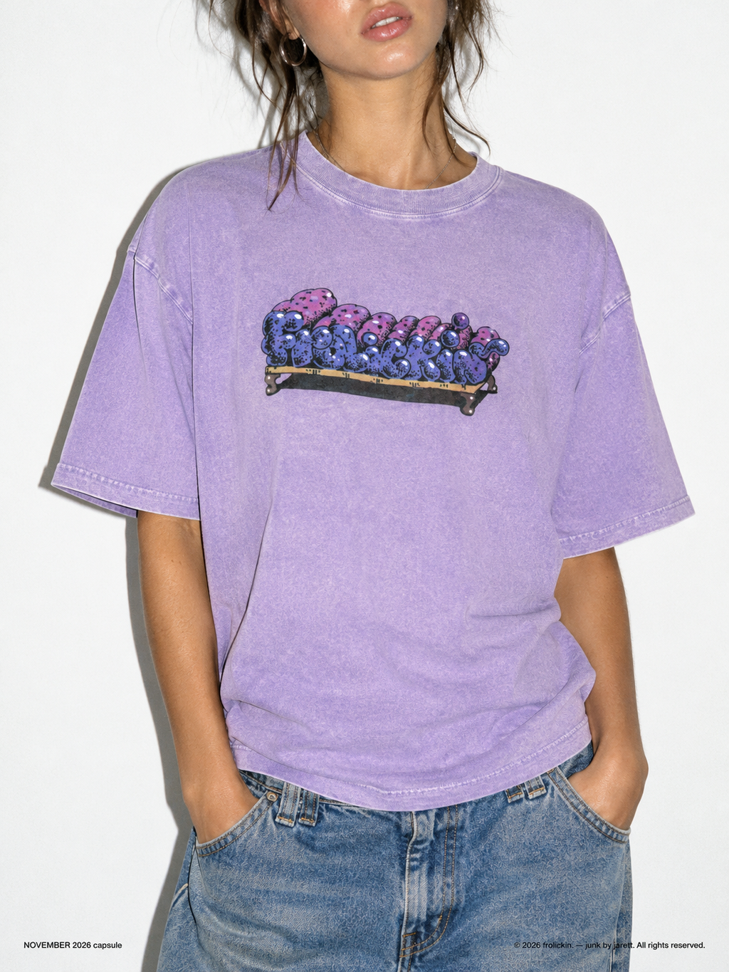 COUCH POTATO Mineral Wash Boxy Cotton T-Shirt