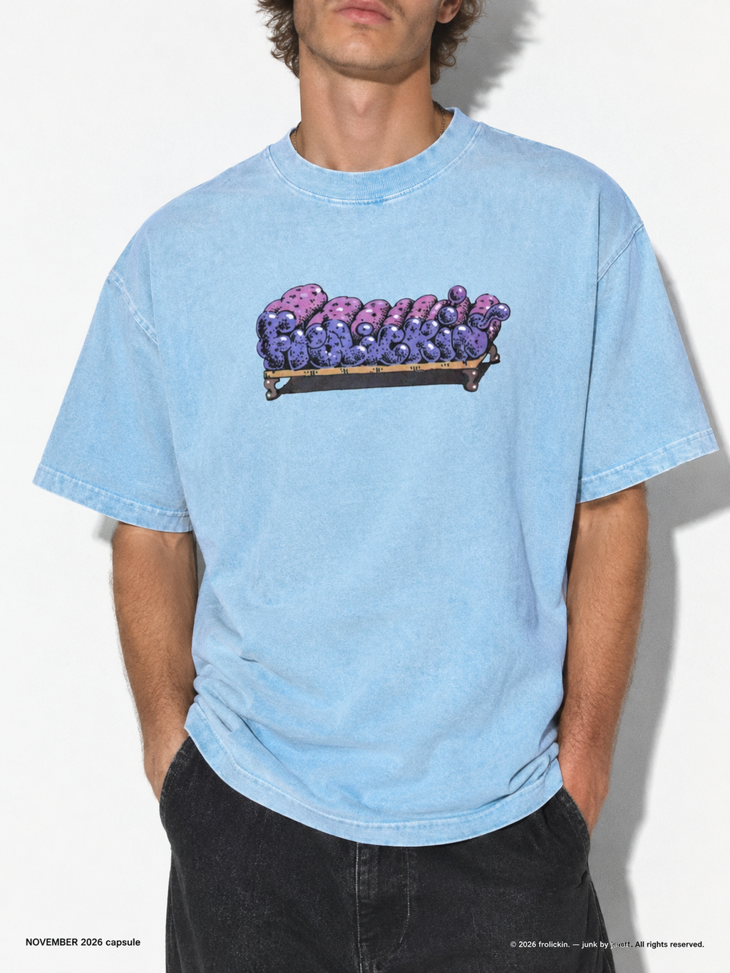 COUCH POTATO Mineral Wash Boxy Cotton T-Shirt