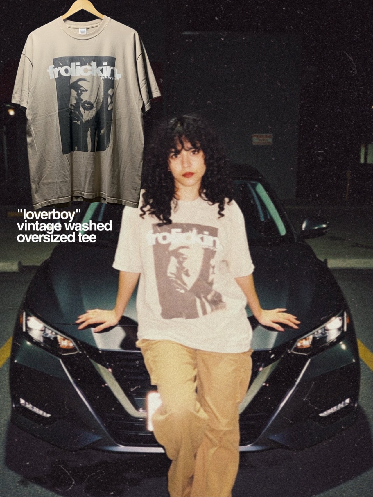 “loverboy” Snow Washed Oversized Cotton T-Shirt