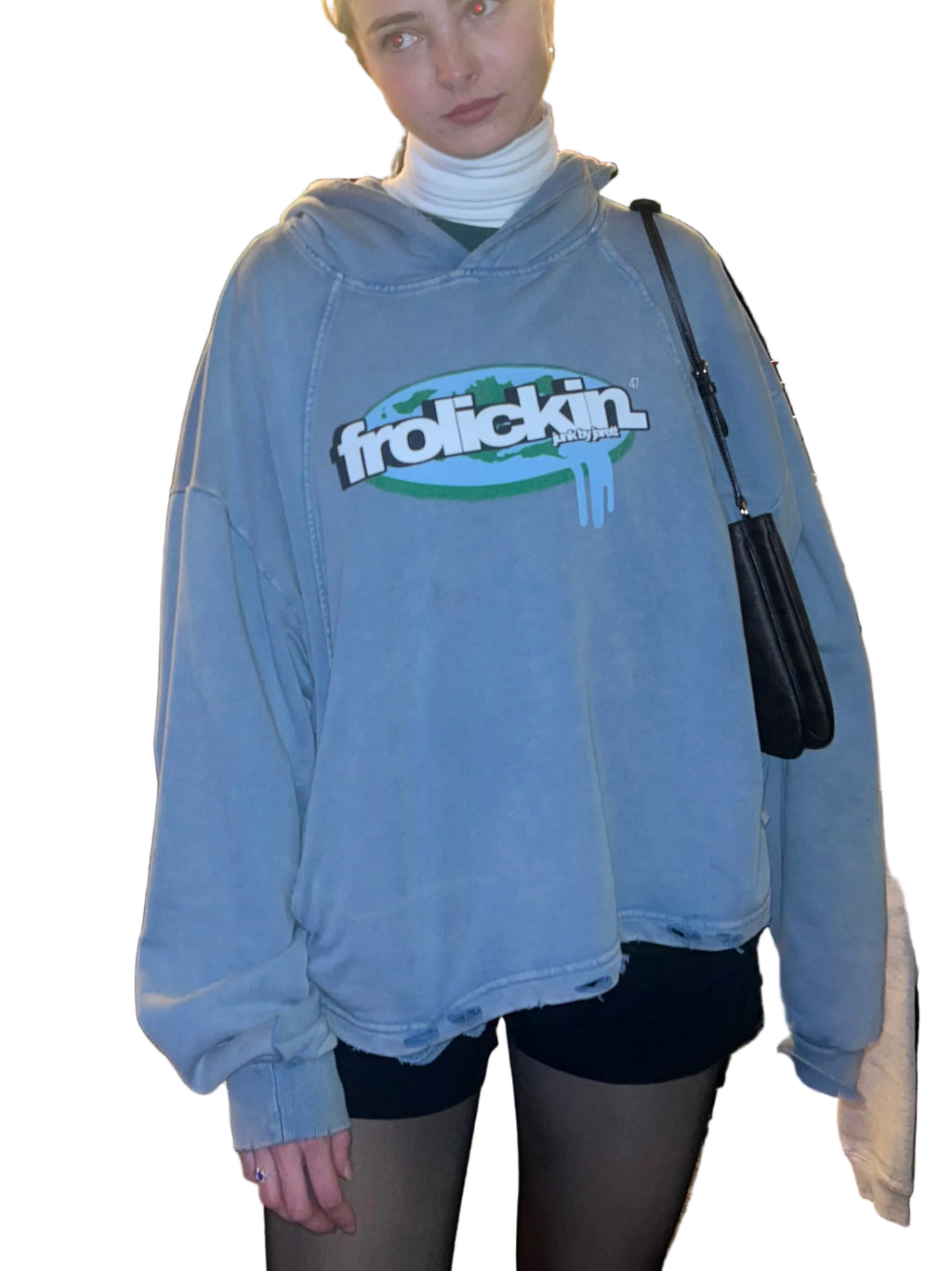 flat earther’s hand freyed hoodie