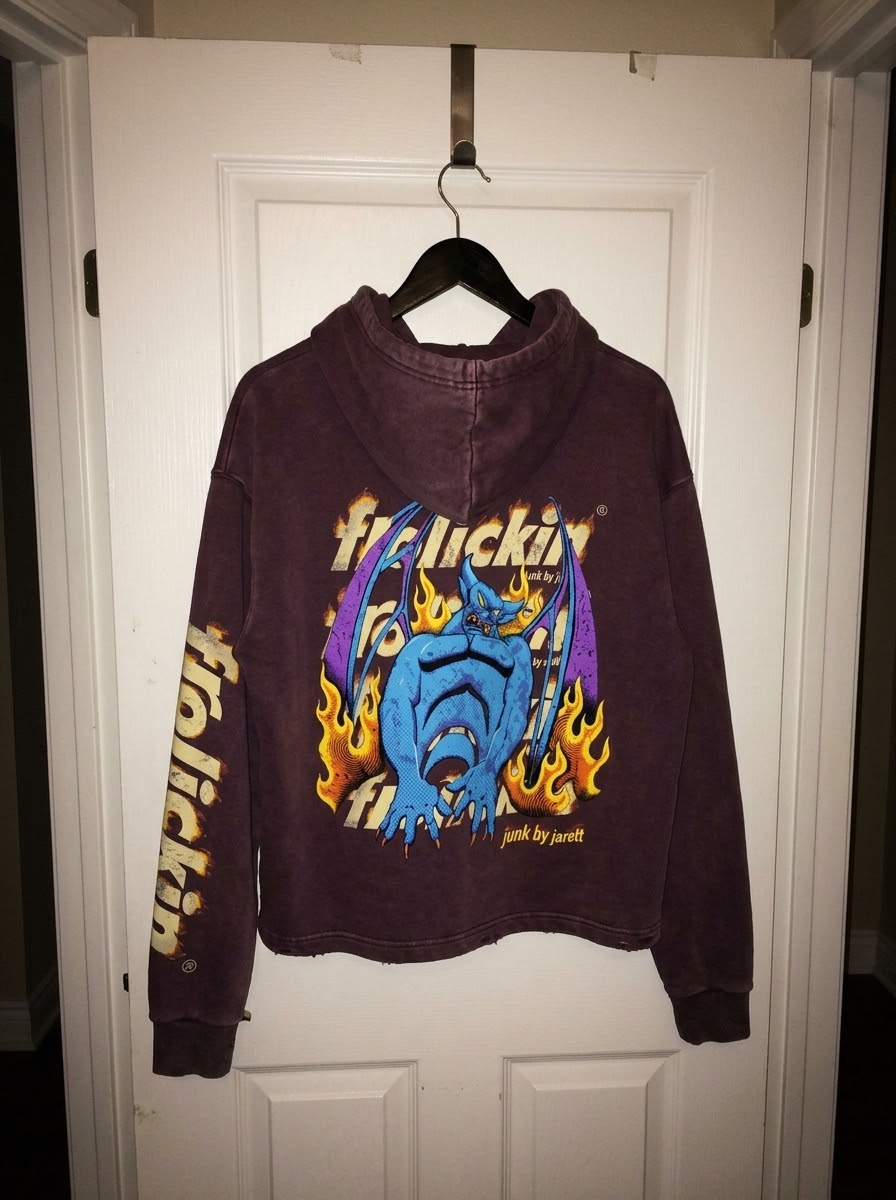 FUEGO’d Vintage Washed Frayed-Hem Hoodie