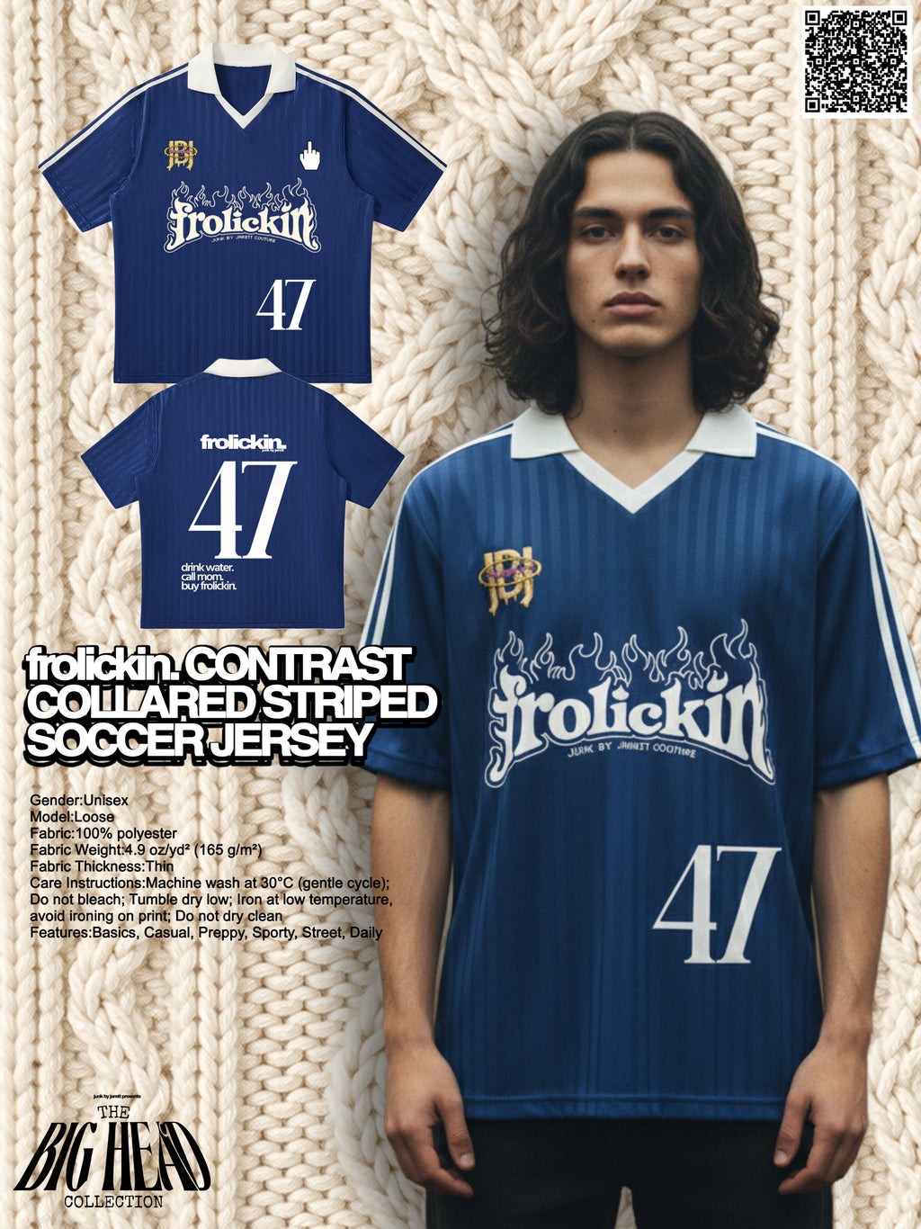 Contrast Collar Striped Soccer Jersey