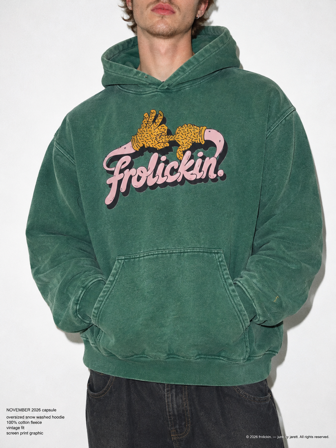 FANGA POPPIN Snow Wash Fleece Oversize Hoodie