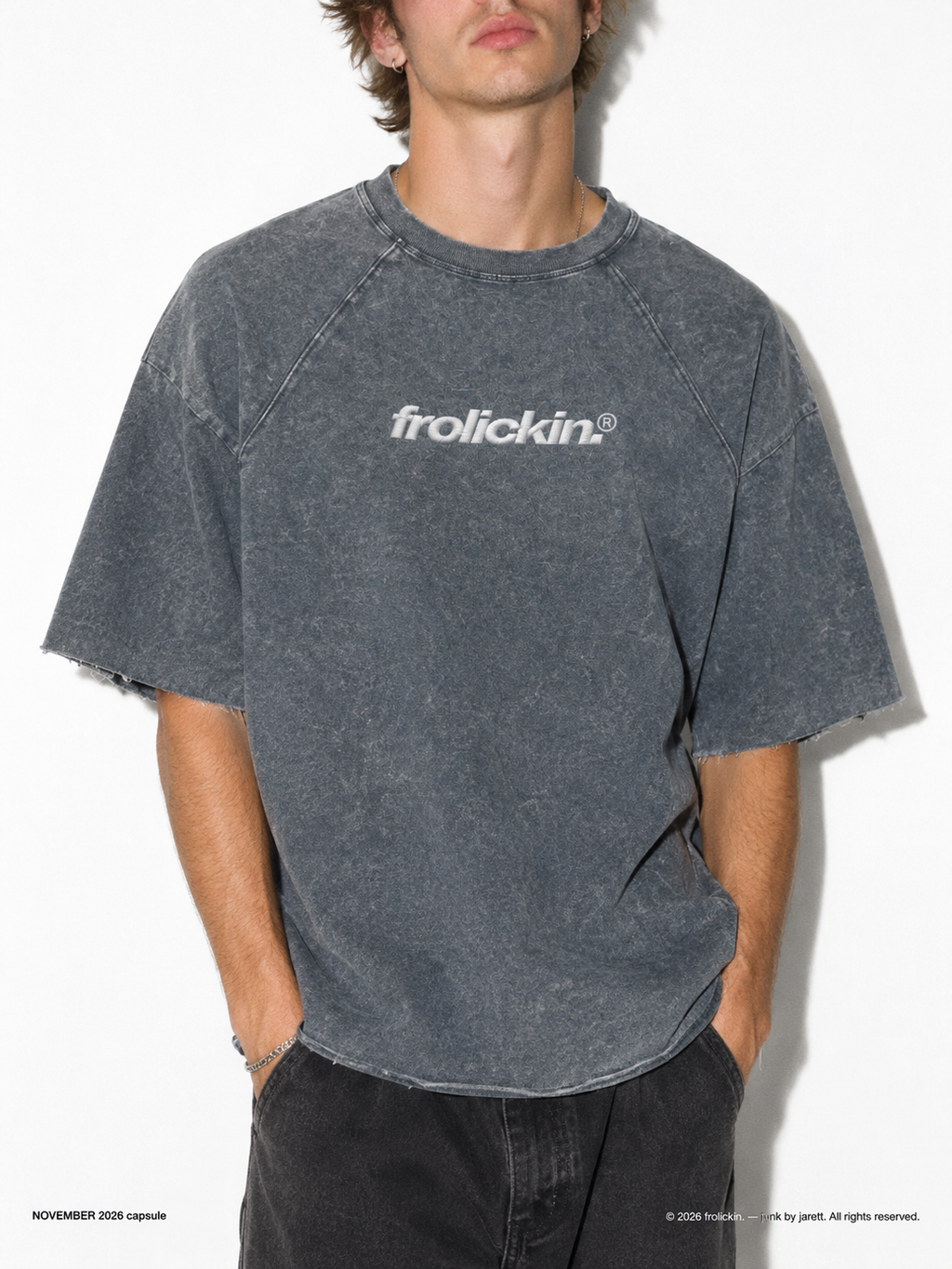 Classic Logo’d Mineral Wash Raw Edge T-Shirt