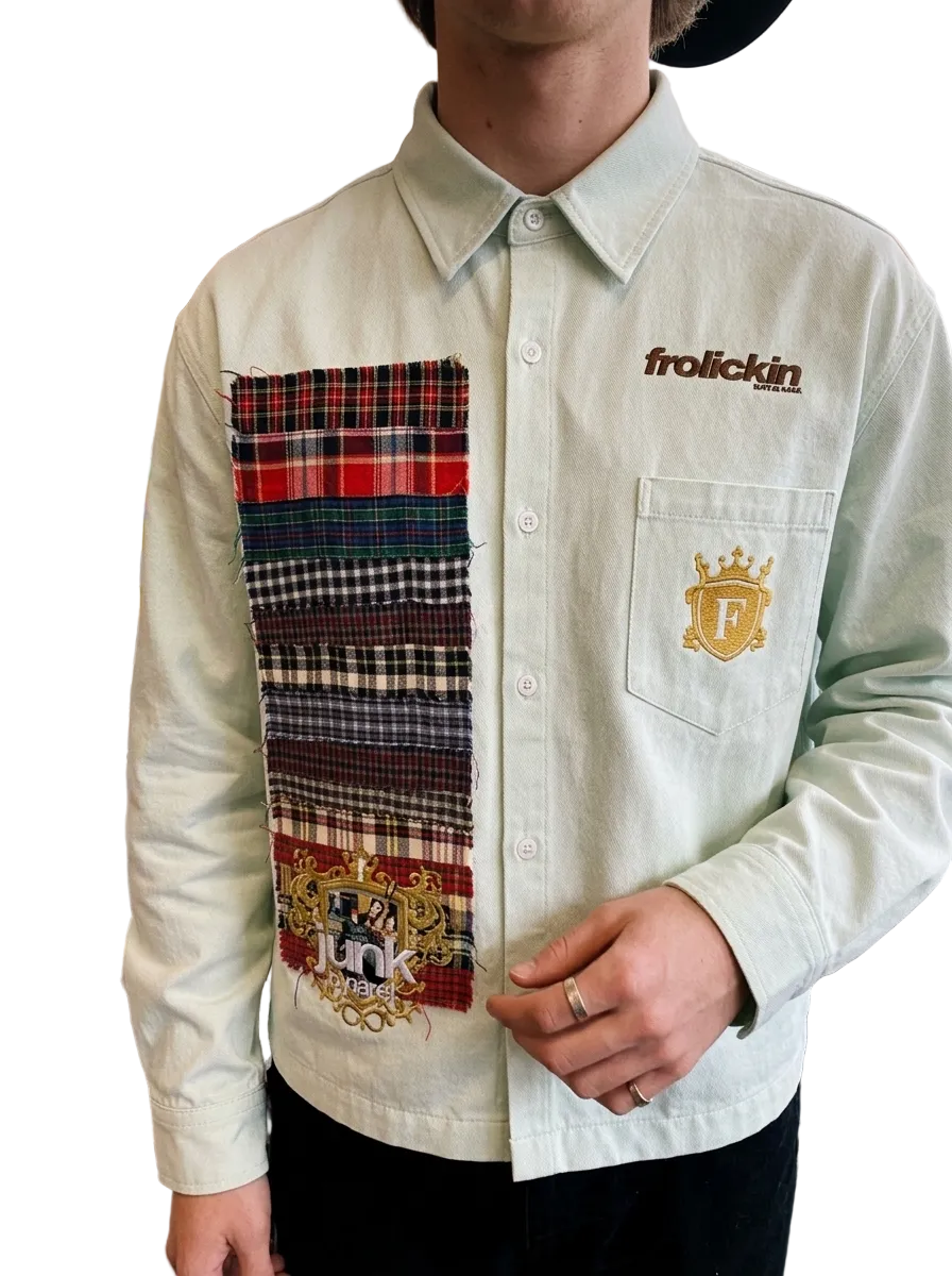 feaux patchwork print boxy long sleever
