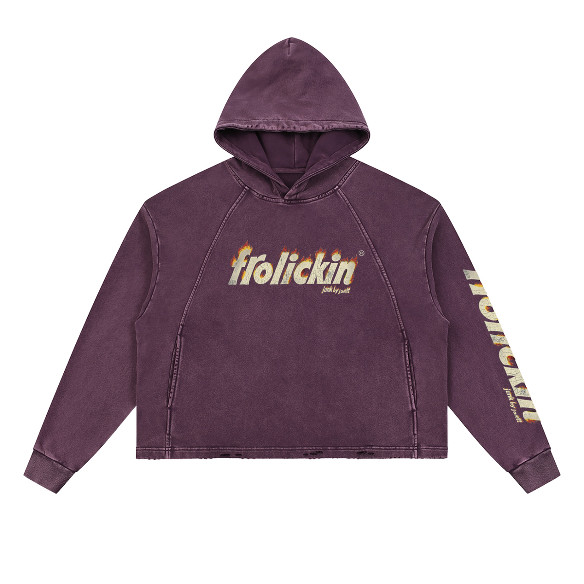 FUEGO’d Vintage Washed Frayed-Hem Hoodie