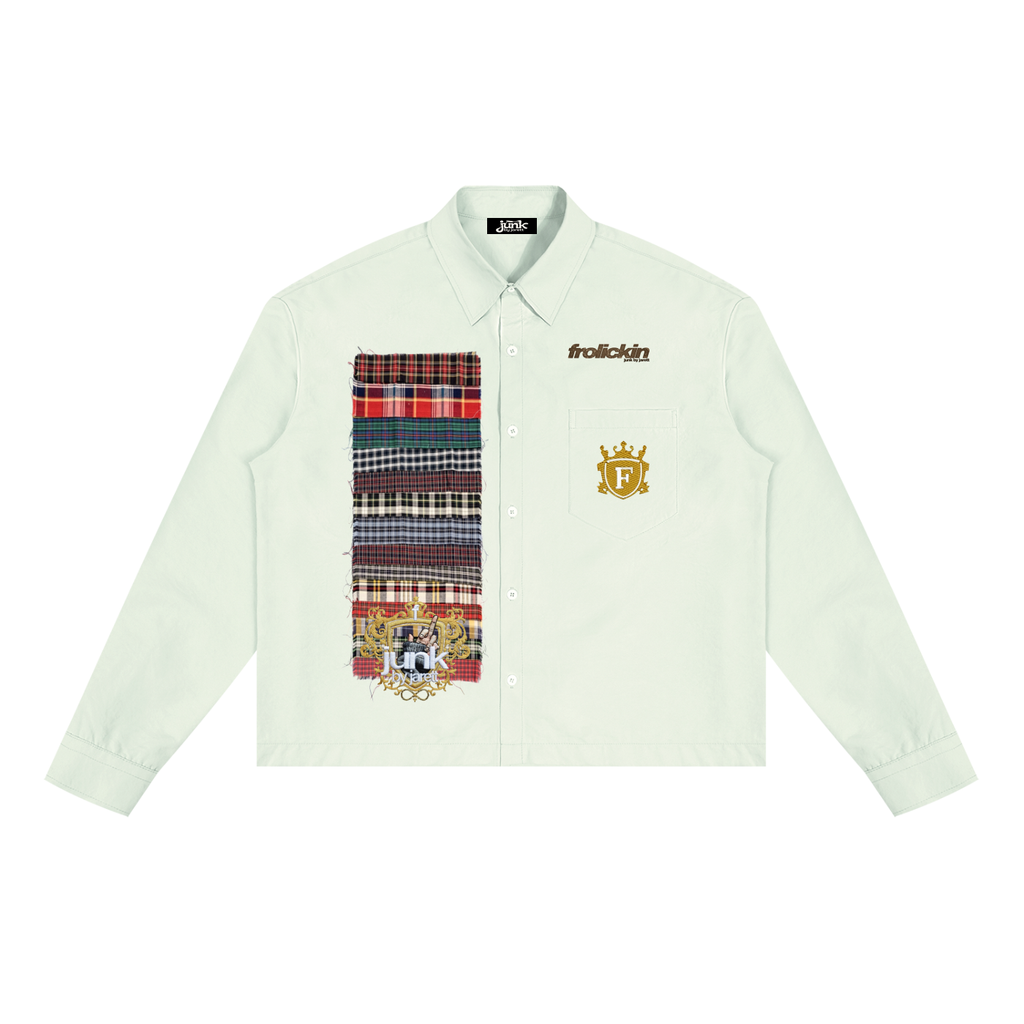 feaux patchwork print boxy long sleever