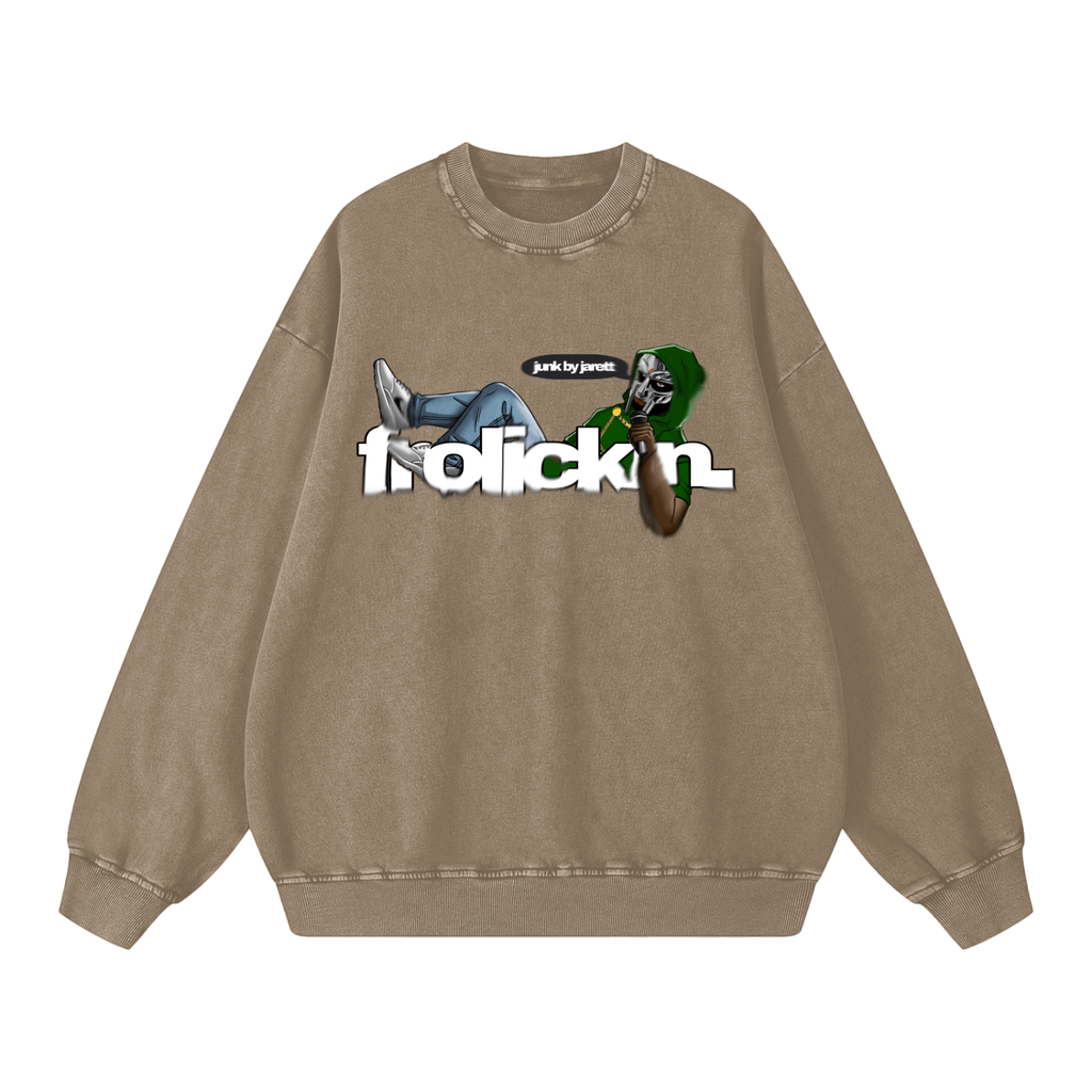MF DOOM — Snow Washed Oversized Sweatshirt
