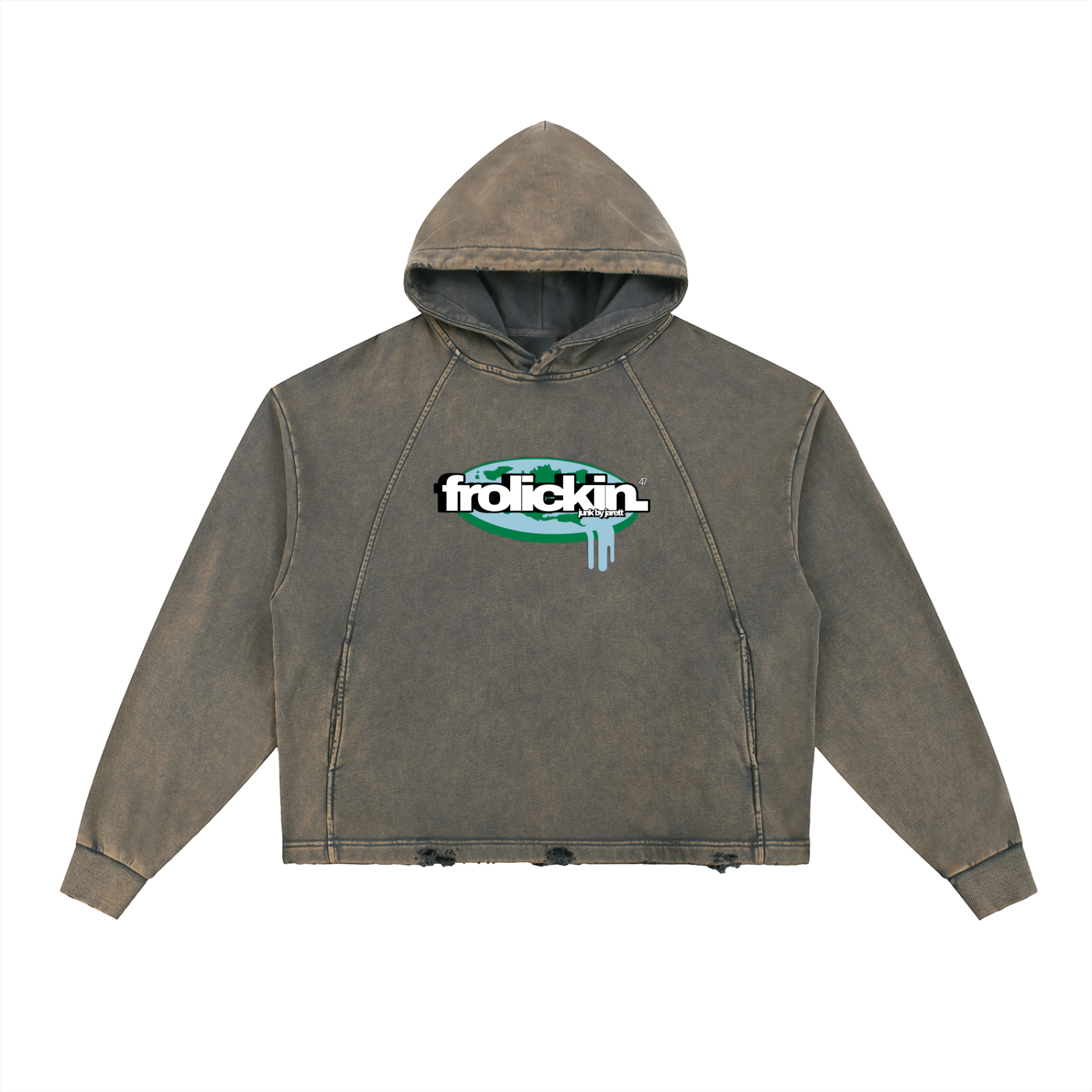 flat earther’s hand freyed hoodie